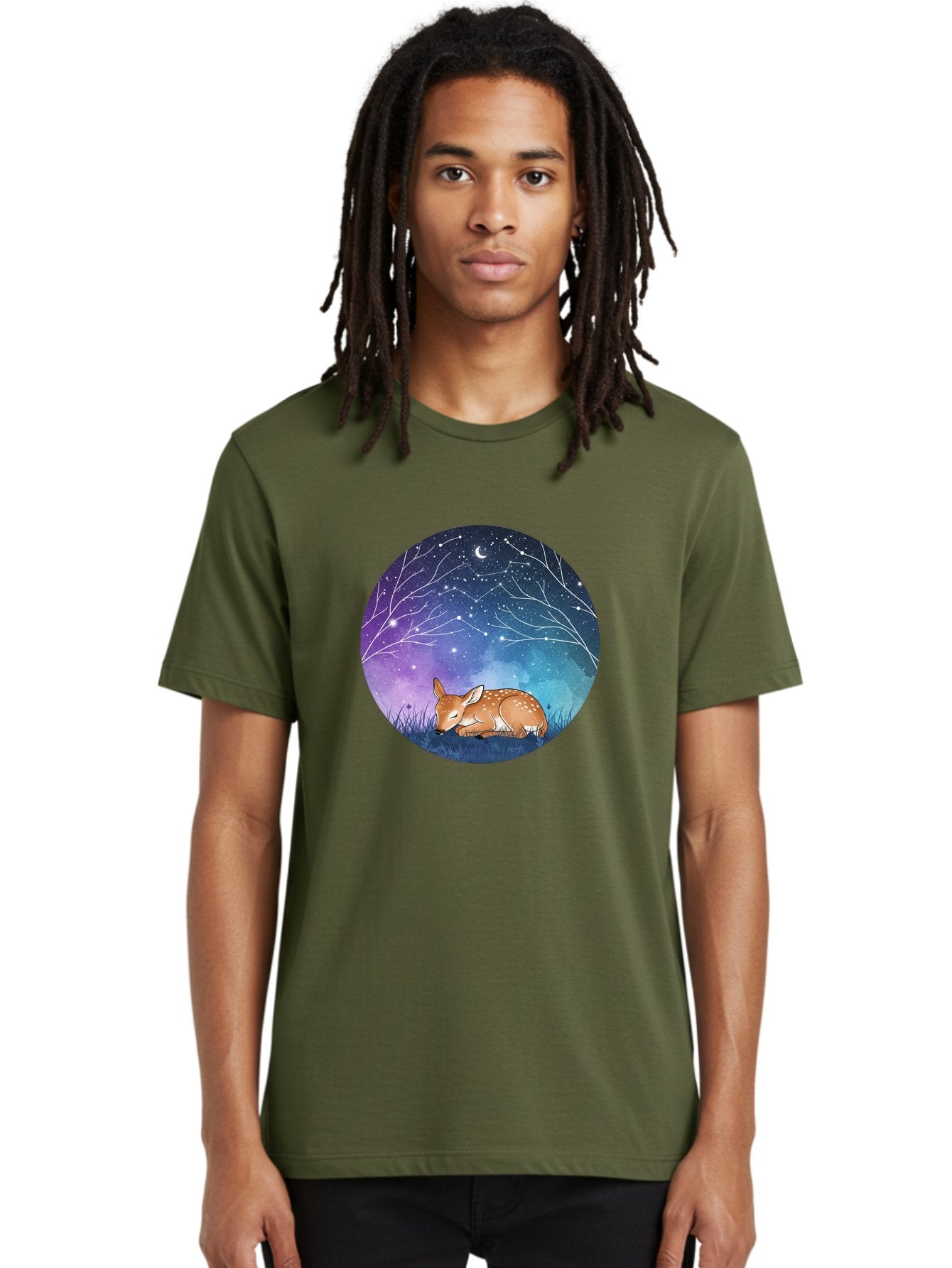 Deer-Under-Starry-Night-Sky Men'S Graphic Tee, 100% Cotton, Comfortable Casual Summer Wear, Machine Washable, Vintage Camera, Old Camera, Antique Camera, Black Camera, Classic Photography, Photography Equipment, Nostalgic Device, Film Camera, Baf030 24