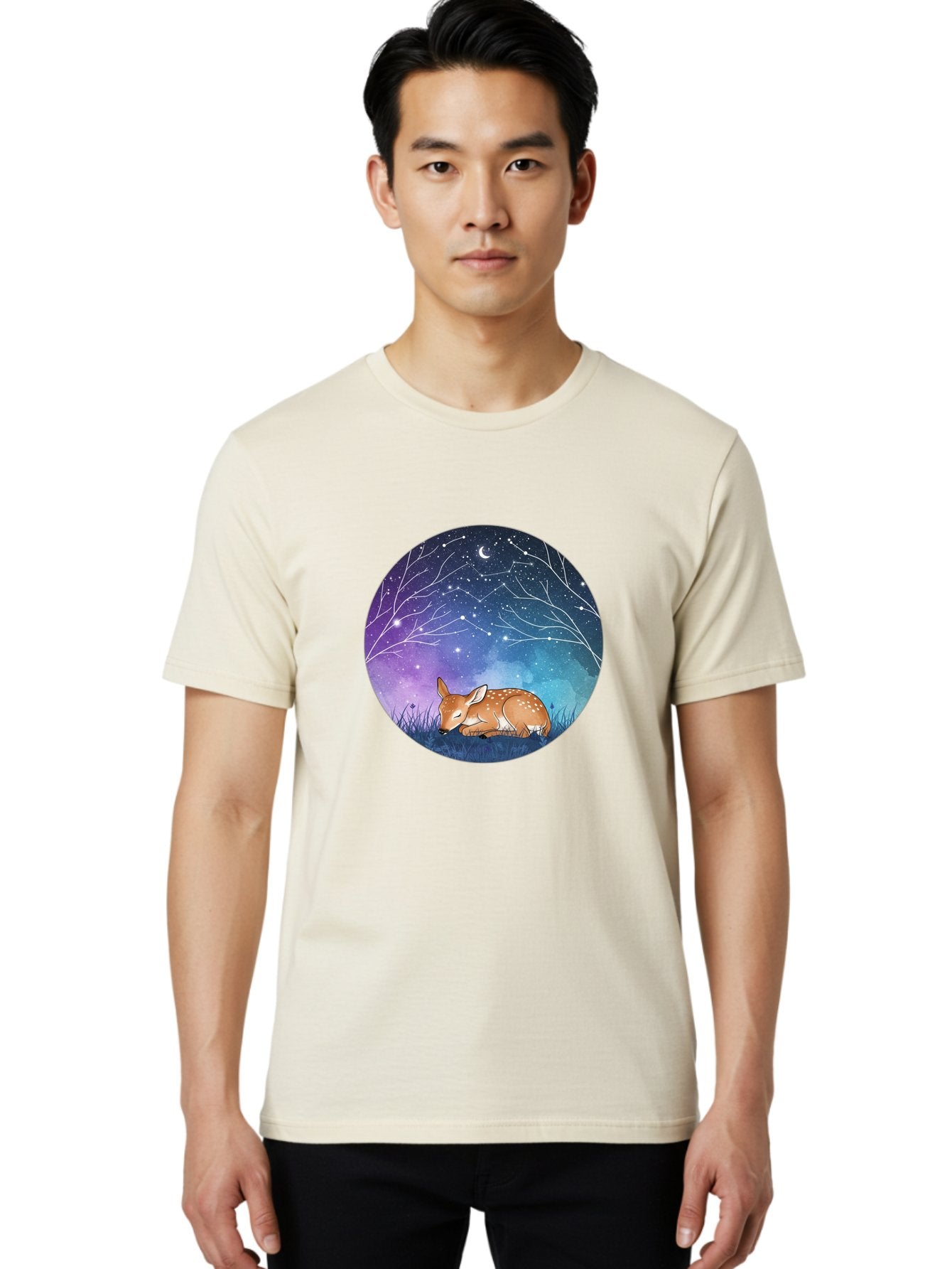 Deer-Under-Starry-Night-Sky Men'S Graphic Tee, 100% Cotton, Comfortable Casual Summer Wear, Machine Washable, Vintage Camera, Old Camera, Antique Camera, Black Camera, Classic Photography, Photography Equipment, Nostalgic Device, Film Camera, Baf030 27
