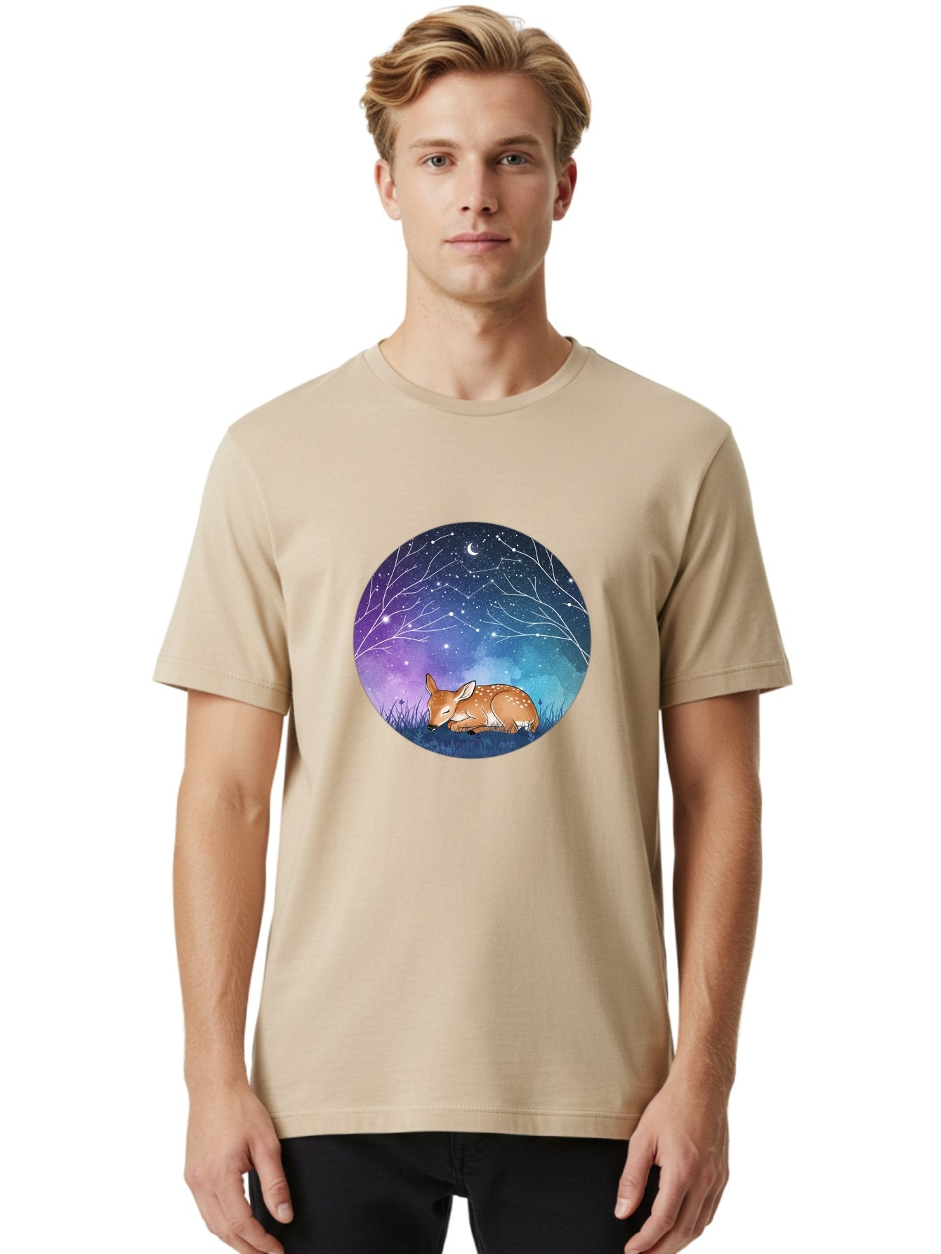 Deer-Under-Starry-Night-Sky Men'S Graphic Tee, 100% Cotton, Comfortable Casual Summer Wear, Machine Washable, Vintage Camera, Old Camera, Antique Camera, Black Camera, Classic Photography, Photography Equipment, Nostalgic Device, Film Camera, Baf030 16