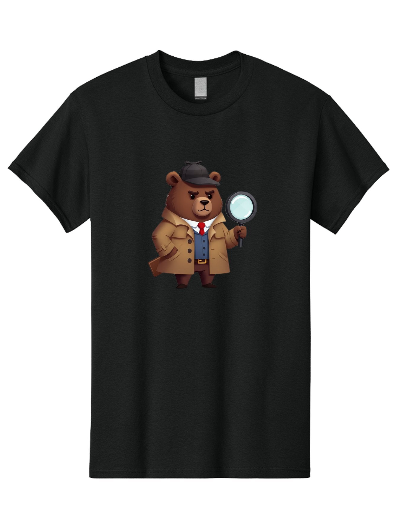 Detective-Bear Men'S Graphic Tee, 100% Cotton, Comfortable Casual Summer Wear, Machine Washable, Vintage Camera, Old Camera, Antique Camera, Black Camera, Classic Photography, Photography Equipment, Nostalgic Device, Film Camera, Camera Art Baf031