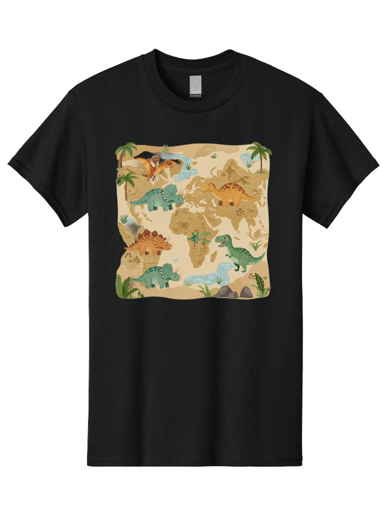 Dinosaur-World-Map Men'S Graphic Tee, 100% Cotton, Comfortable Casual Summer Wear, Machine Washable, Vintage Camera, Old Camera, Antique Camera, Black Camera, Classic Photography, Photography Equipment, Nostalgic Device, Film Camera, Baf035 13