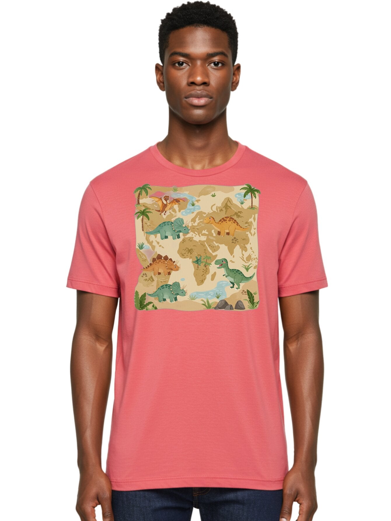 Dinosaur-World-Map Men'S Graphic Tee, 100% Cotton, Comfortable Casual Summer Wear, Machine Washable, Vintage Camera, Old Camera, Antique Camera, Black Camera, Classic Photography, Photography Equipment, Nostalgic Device, Film Camera, Baf035 24