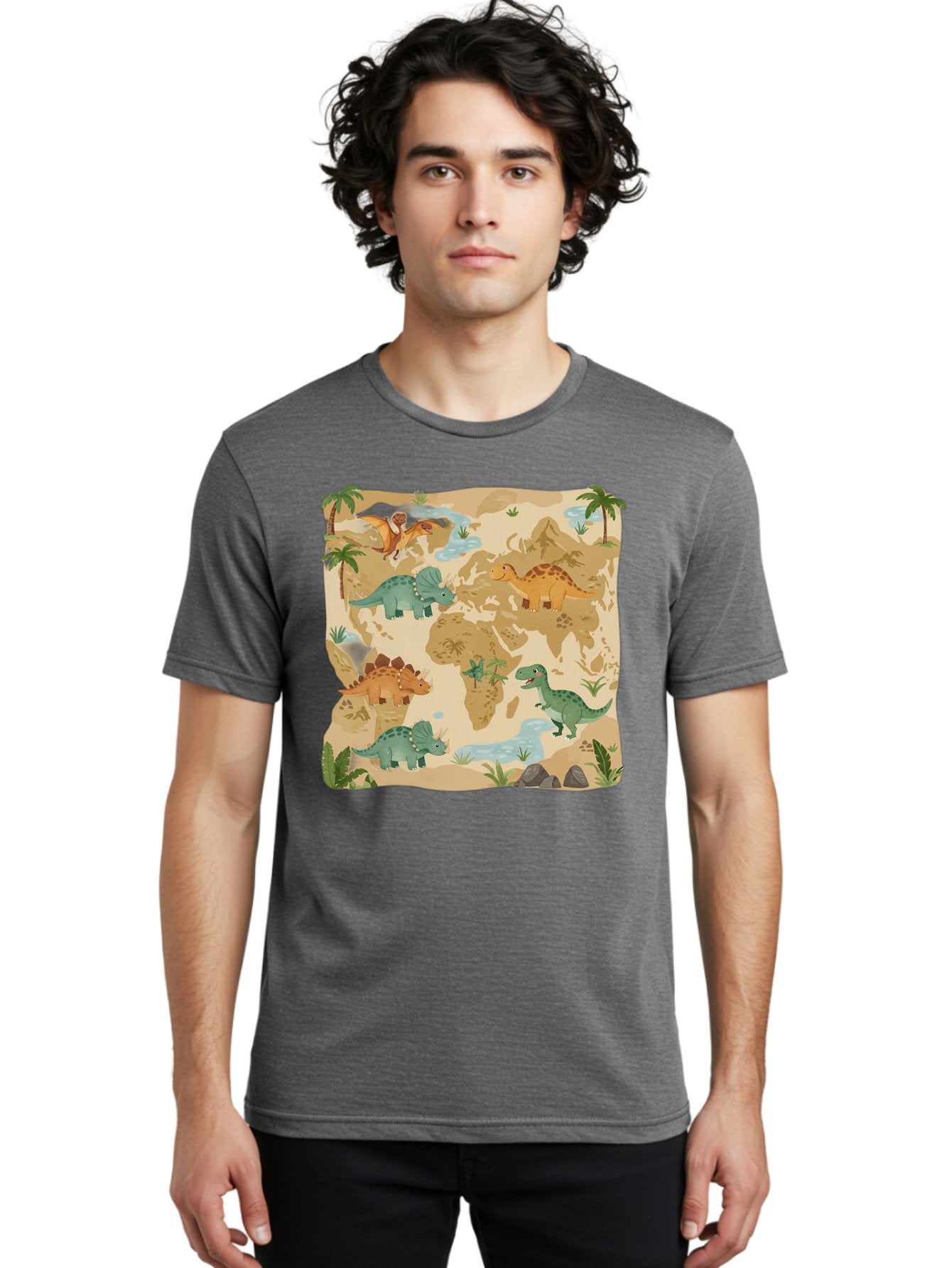 Dinosaur-World-Map Men'S Graphic Tee, 100% Cotton, Comfortable Casual Summer Wear, Machine Washable, Vintage Camera, Old Camera, Antique Camera, Black Camera, Classic Photography, Photography Equipment, Nostalgic Device, Film Camera, Baf035 28