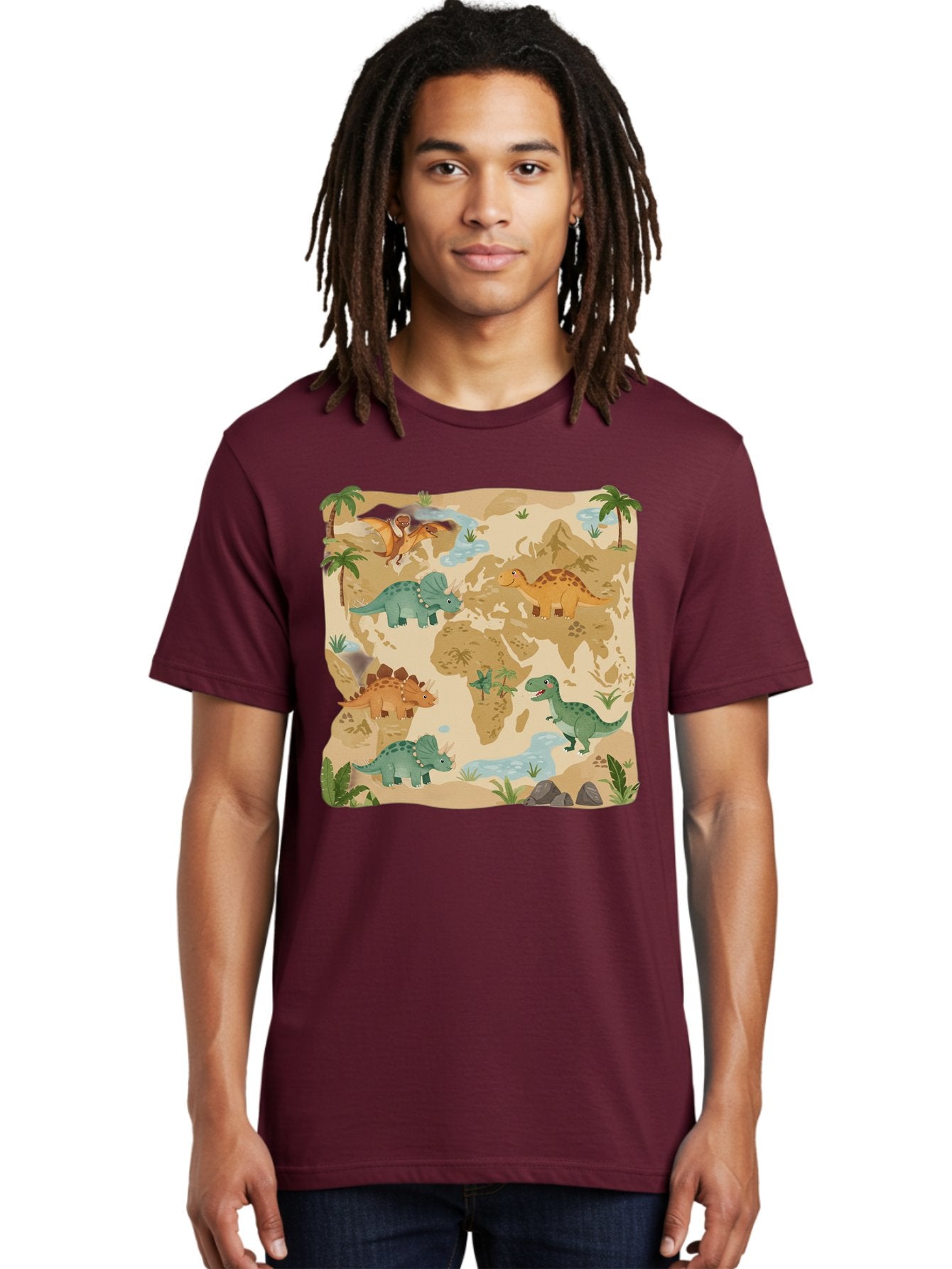 Dinosaur-World-Map Men'S Graphic Tee, 100% Cotton, Comfortable Casual Summer Wear, Machine Washable, Vintage Camera, Old Camera, Antique Camera, Black Camera, Classic Photography, Photography Equipment, Nostalgic Device, Film Camera, Baf035 23