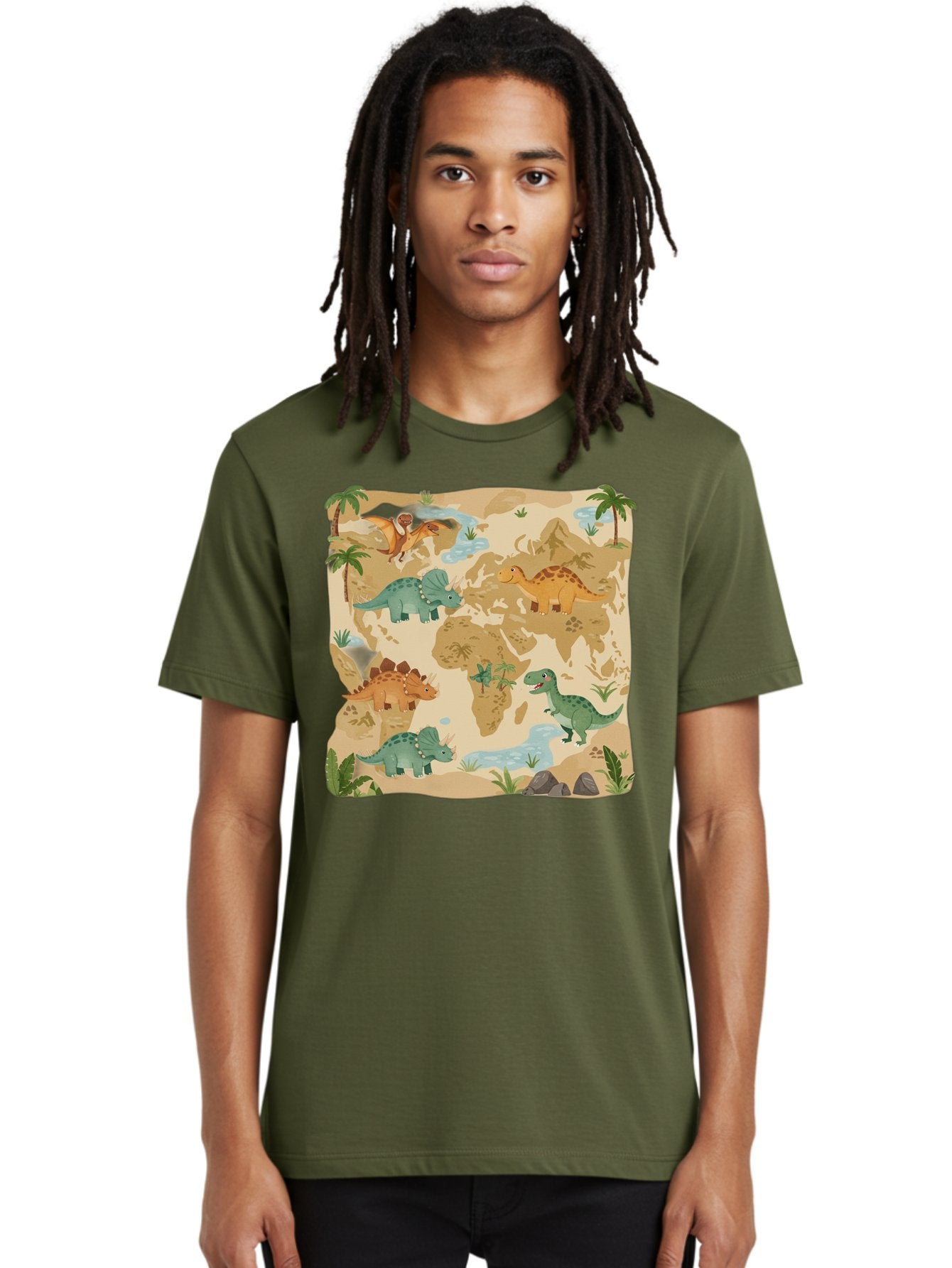 Dinosaur-World-Map Men'S Graphic Tee, 100% Cotton, Comfortable Casual Summer Wear, Machine Washable, Vintage Camera, Old Camera, Antique Camera, Black Camera, Classic Photography, Photography Equipment, Nostalgic Device, Film Camera, Baf035 17