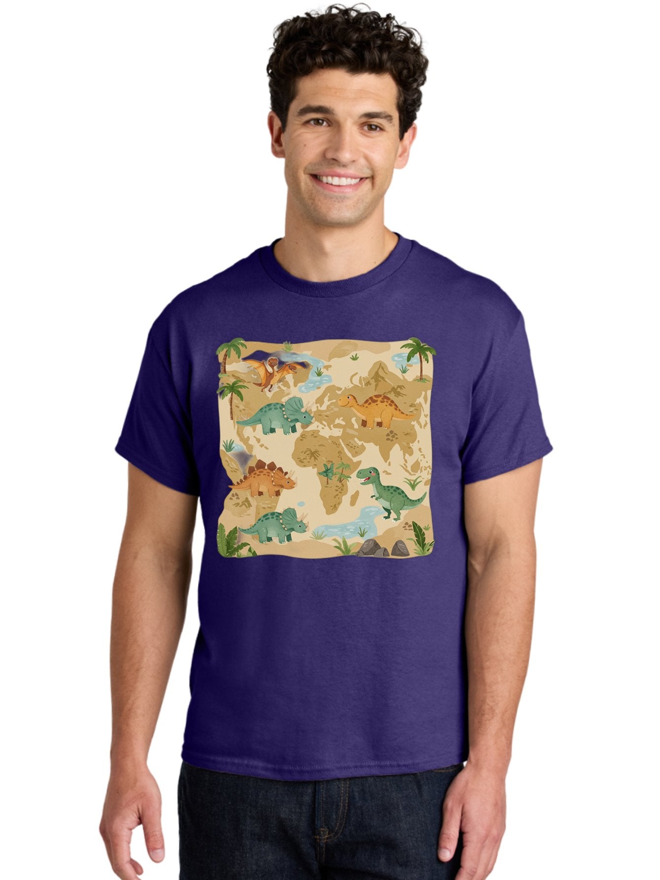 Dinosaur-World-Map Men'S Graphic Tee, 100% Cotton, Comfortable Casual Summer Wear, Machine Washable, Vintage Camera, Old Camera, Antique Camera, Black Camera, Classic Photography, Photography Equipment, Nostalgic Device, Film Camera, Baf035 21