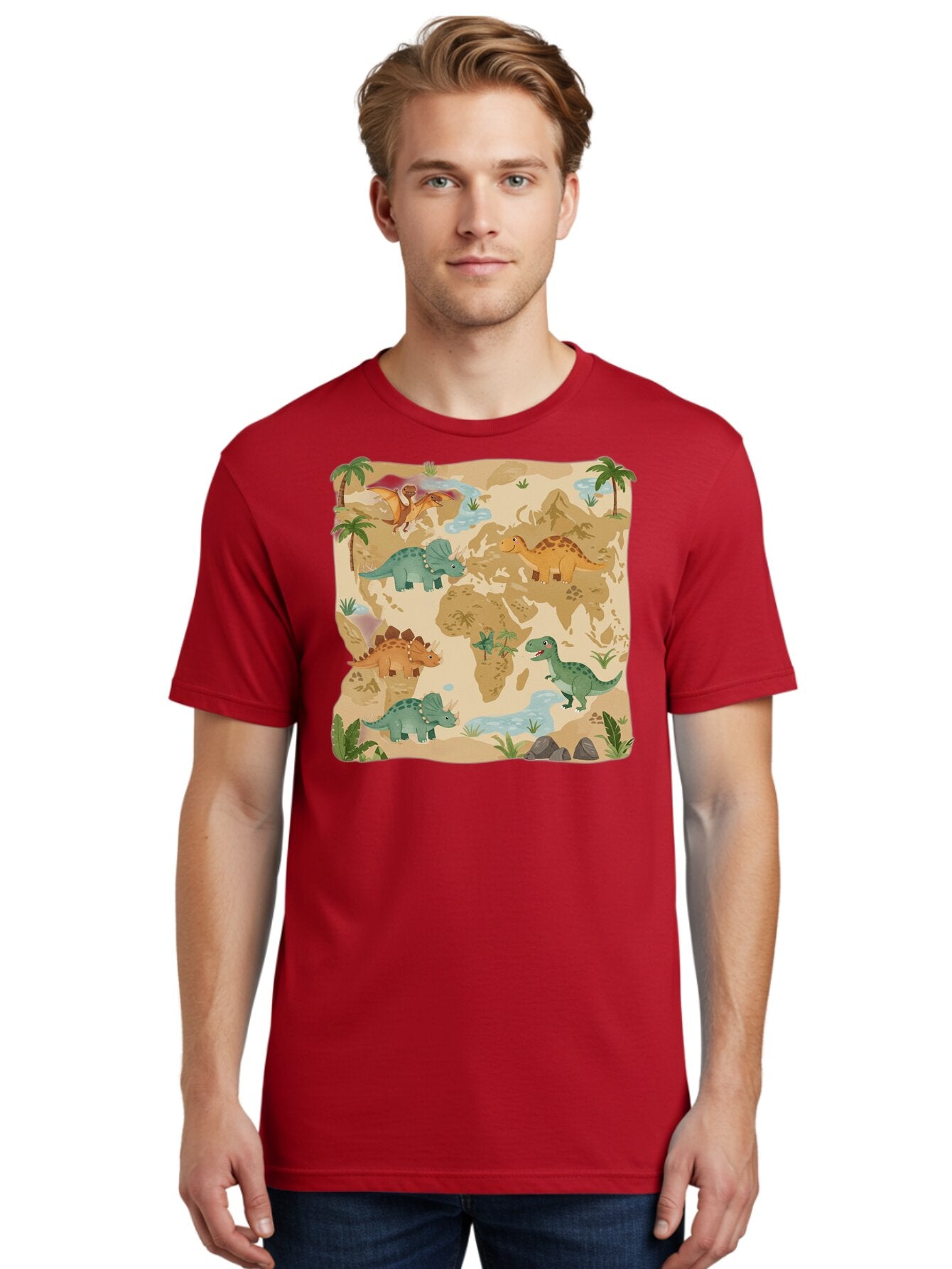 Dinosaur-World-Map Men'S Graphic Tee, 100% Cotton, Comfortable Casual Summer Wear, Machine Washable, Vintage Camera, Old Camera, Antique Camera, Black Camera, Classic Photography, Photography Equipment, Nostalgic Device, Film Camera, Baf035 22