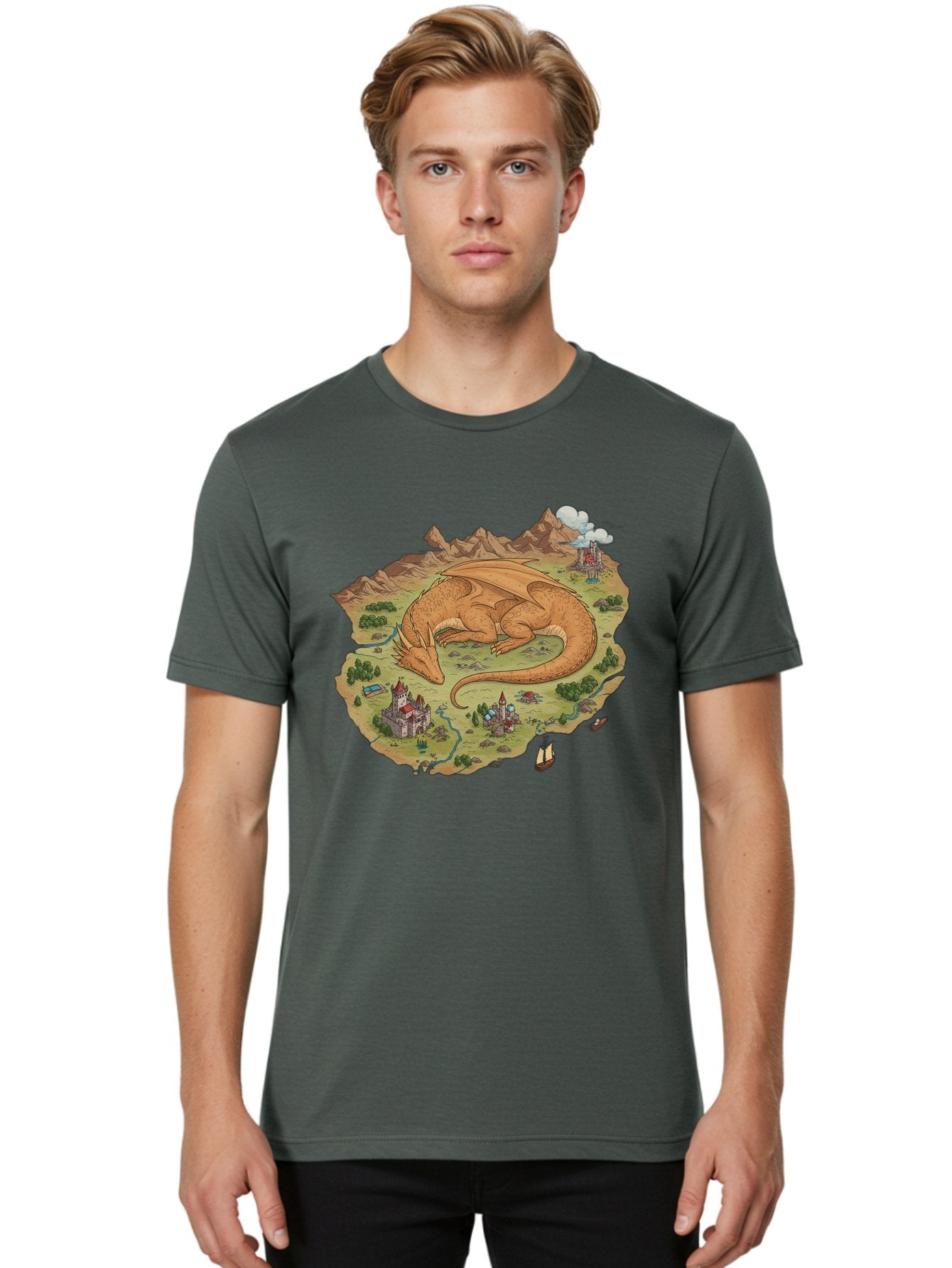 Dragon-Landscape Men'S Graphic Tee, 100% Cotton, Comfortable Casual Summer Wear, Machine Washable, Vintage Camera, Old Camera, Antique Camera, Black Camera, Classic Photography, Photography Equipment, Nostalgic Device, Film Camera, Camera Art Baf045 19