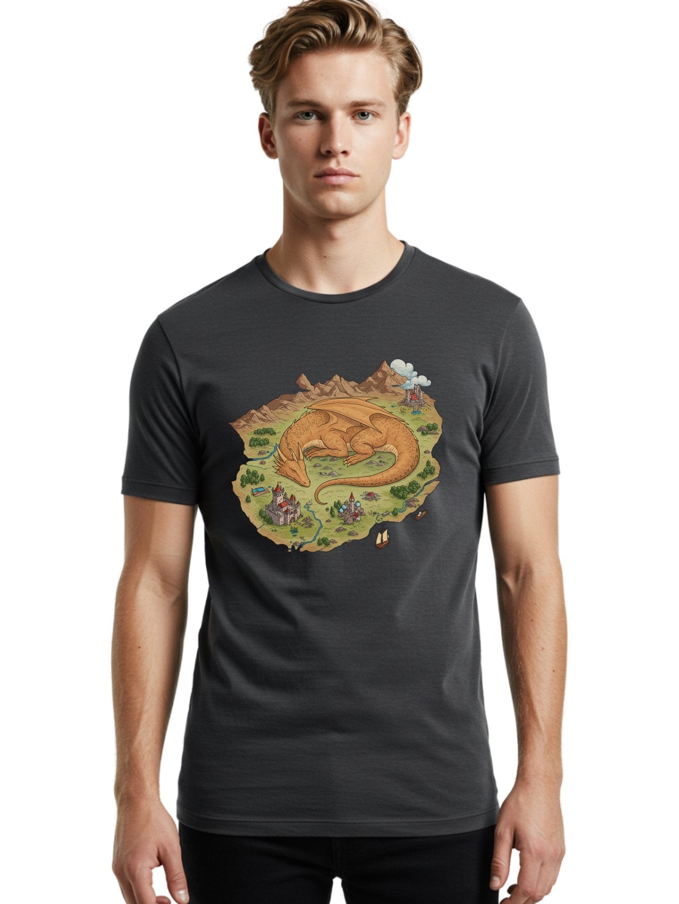 Dragon-Landscape Men'S Graphic Tee, 100% Cotton, Comfortable Casual Summer Wear, Machine Washable, Vintage Camera, Old Camera, Antique Camera, Black Camera, Classic Photography, Photography Equipment, Nostalgic Device, Film Camera, Camera Art Baf045 18
