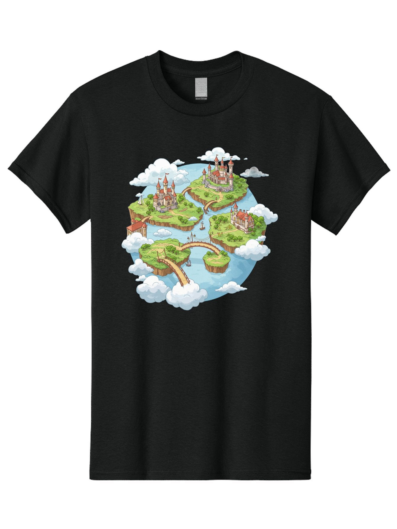 Floating-Islands-With-Castles Men'S Graphic Tee, 100% Cotton, Comfortable Casual Summer Wear, Machine Washable, Vintage Camera, Old Camera, Antique Camera, Black Camera, Classic Photography, Photography Equipment, Nostalgic Device, Baf074 9