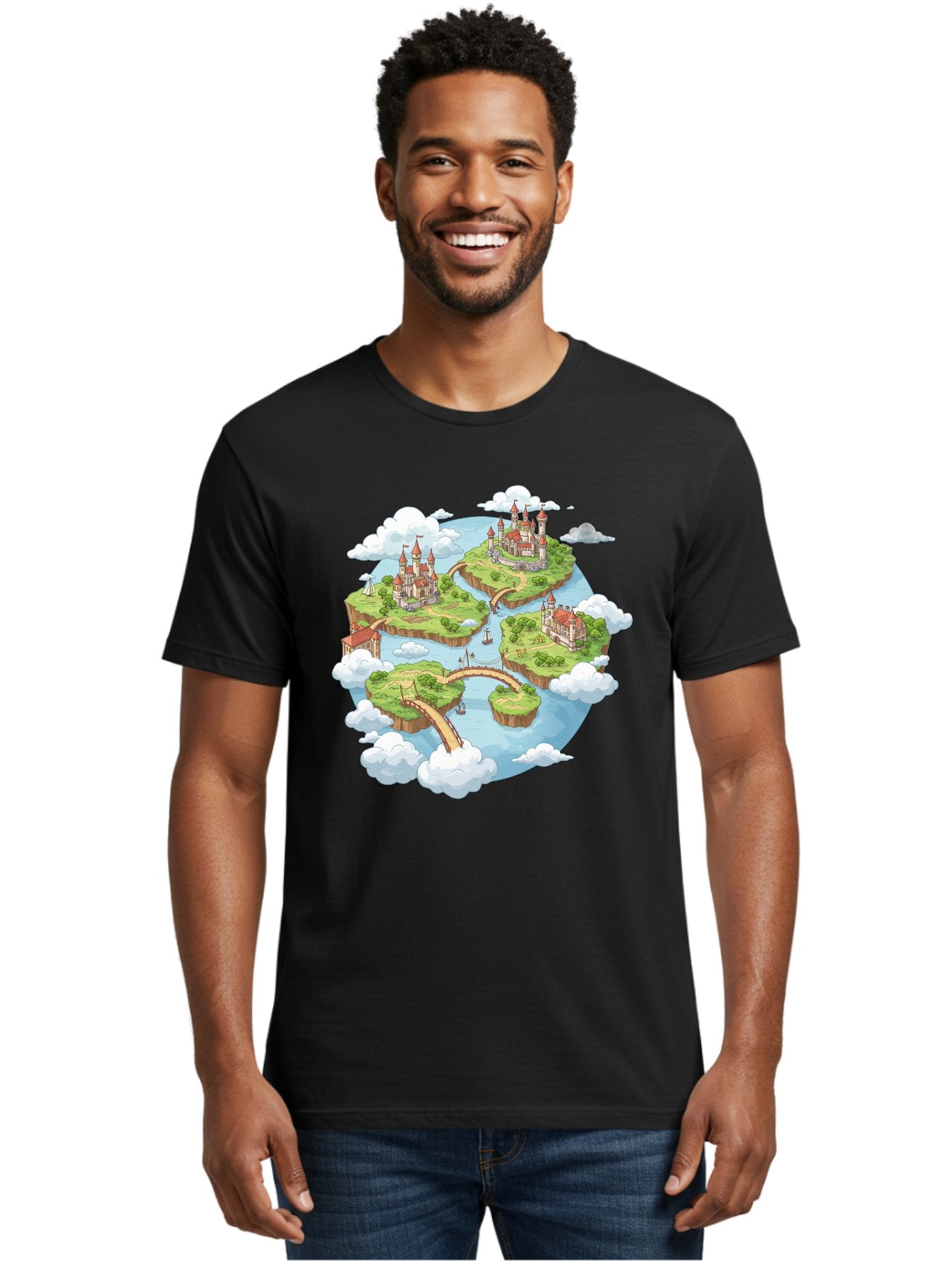 Floating-Islands-With-Castles Men'S Graphic Tee, 100% Cotton, Comfortable Casual Summer Wear, Machine Washable, Vintage Camera, Old Camera, Antique Camera, Black Camera, Classic Photography, Photography Equipment, Nostalgic Device, Baf074 26
