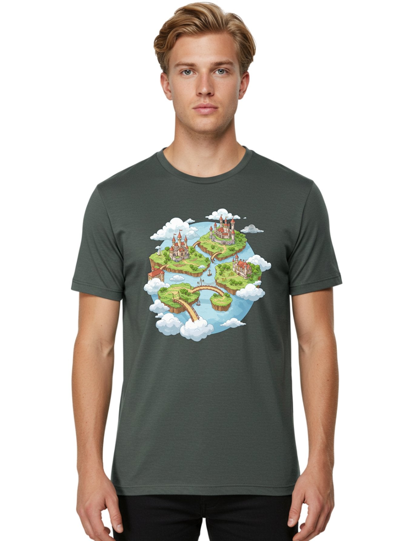 Floating-Islands-With-Castles Men'S Graphic Tee, 100% Cotton, Comfortable Casual Summer Wear, Machine Washable, Vintage Camera, Old Camera, Antique Camera, Black Camera, Classic Photography, Photography Equipment, Nostalgic Device, Baf074 30