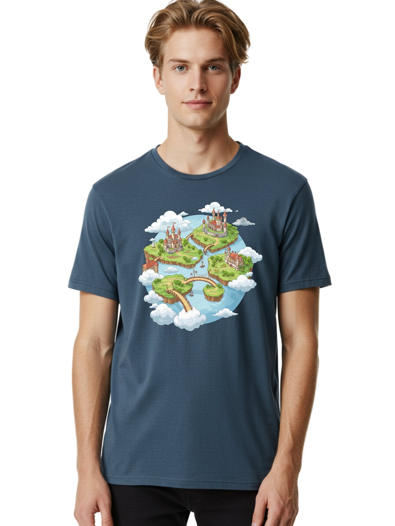 Floating-Islands-With-Castles Men'S Graphic Tee, 100% Cotton, Comfortable Casual Summer Wear, Machine Washable, Vintage Camera, Old Camera, Antique Camera, Black Camera, Classic Photography, Photography Equipment, Nostalgic Device, Baf074 23
