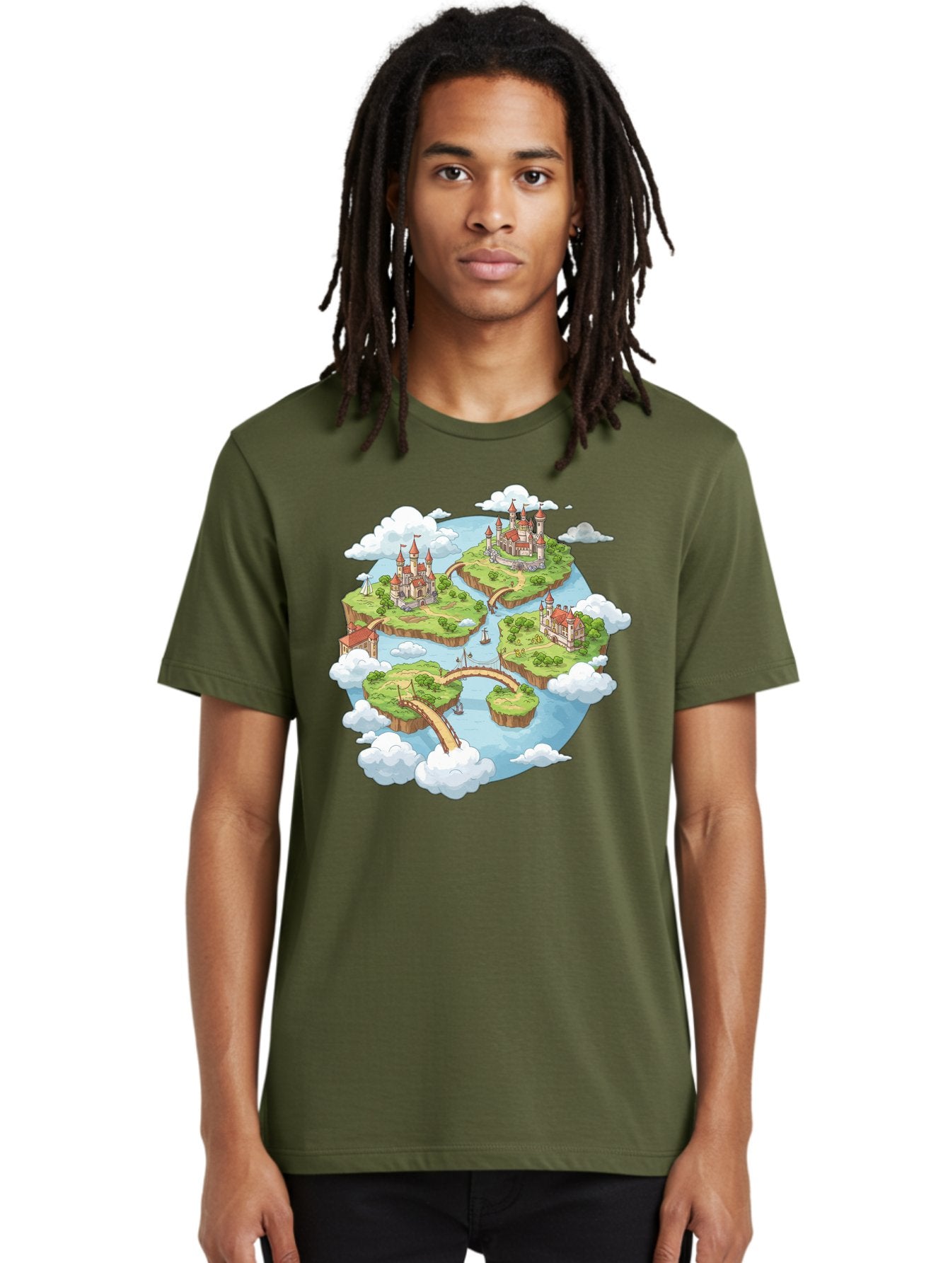 Floating-Islands-With-Castles Men'S Graphic Tee, 100% Cotton, Comfortable Casual Summer Wear, Machine Washable, Vintage Camera, Old Camera, Antique Camera, Black Camera, Classic Photography, Photography Equipment, Nostalgic Device, Baf074 20