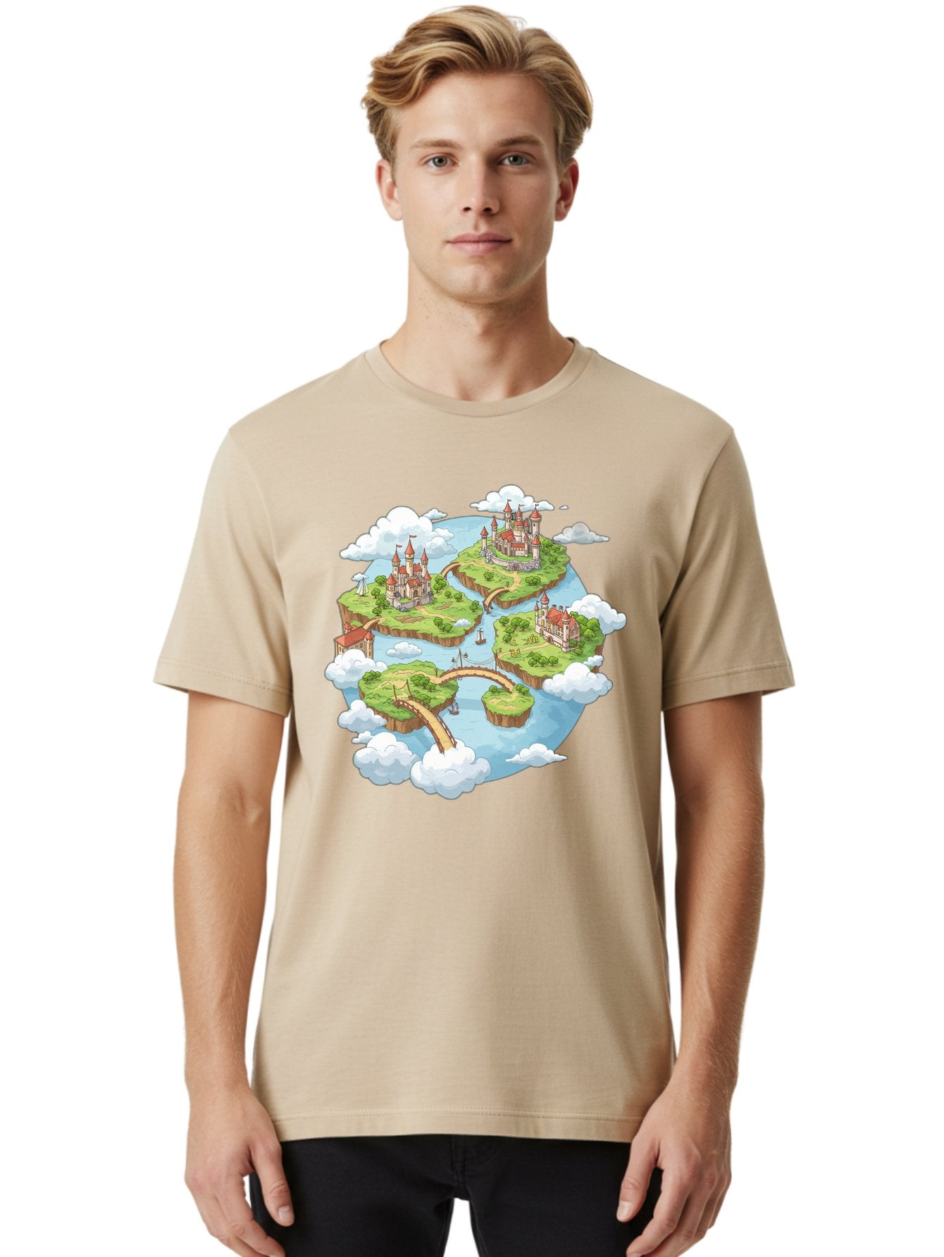 Floating-Islands-With-Castles Men'S Graphic Tee, 100% Cotton, Comfortable Casual Summer Wear, Machine Washable, Vintage Camera, Old Camera, Antique Camera, Black Camera, Classic Photography, Photography Equipment, Nostalgic Device, Baf074 29