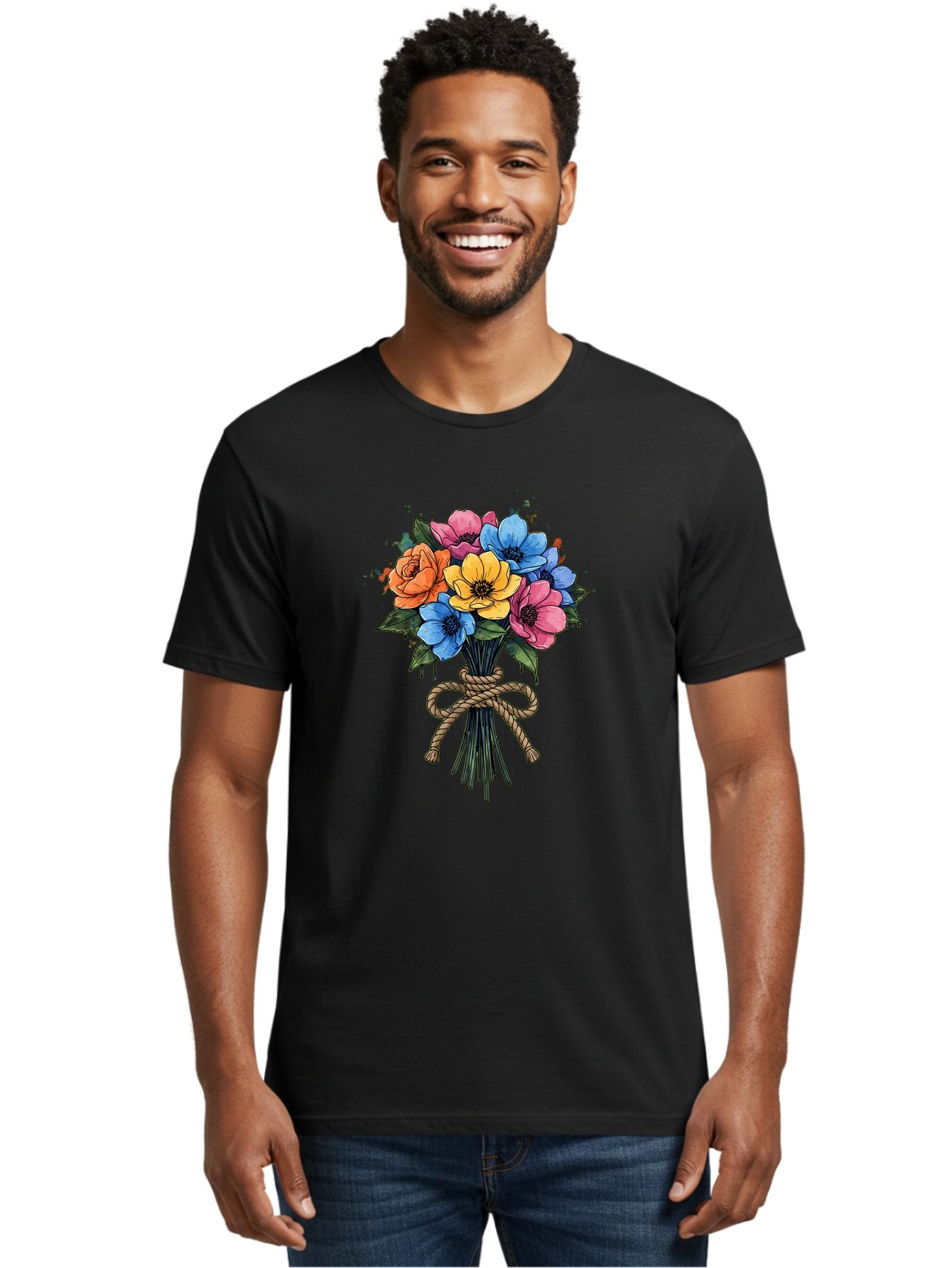 Floral-Bouquet Men'S Graphic Tee, 100% Cotton, Comfortable Casual Summer Wear, Machine Washable, Vintage Camera, Old Camera, Antique Camera, Black Camera, Classic Photography, Photography Equipment, Nostalgic Device, Film Camera, Camera Art Baf083 18