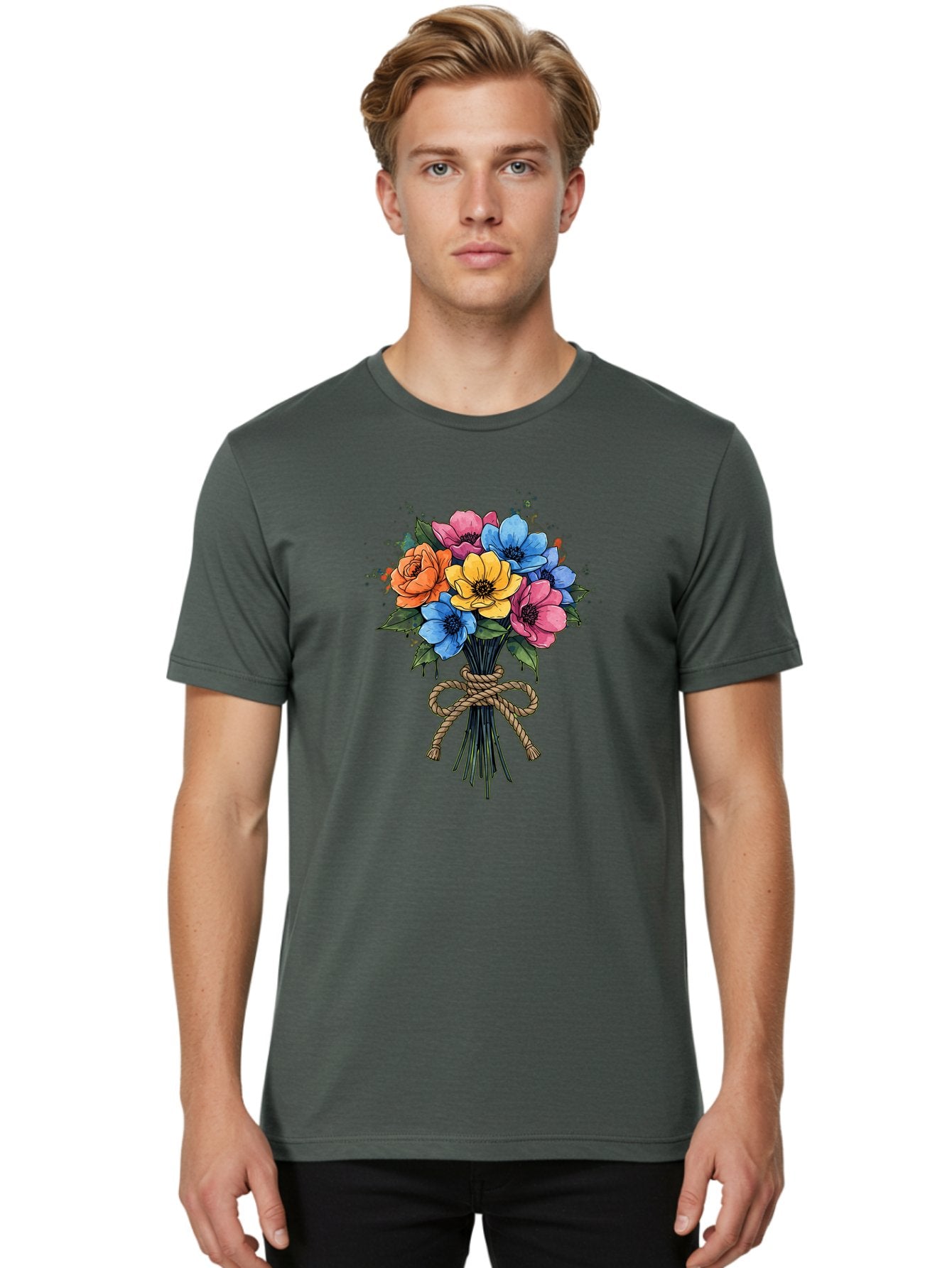 Floral-Bouquet Men'S Graphic Tee, 100% Cotton, Comfortable Casual Summer Wear, Machine Washable, Vintage Camera, Old Camera, Antique Camera, Black Camera, Classic Photography, Photography Equipment, Nostalgic Device, Film Camera, Camera Art Baf083 24
