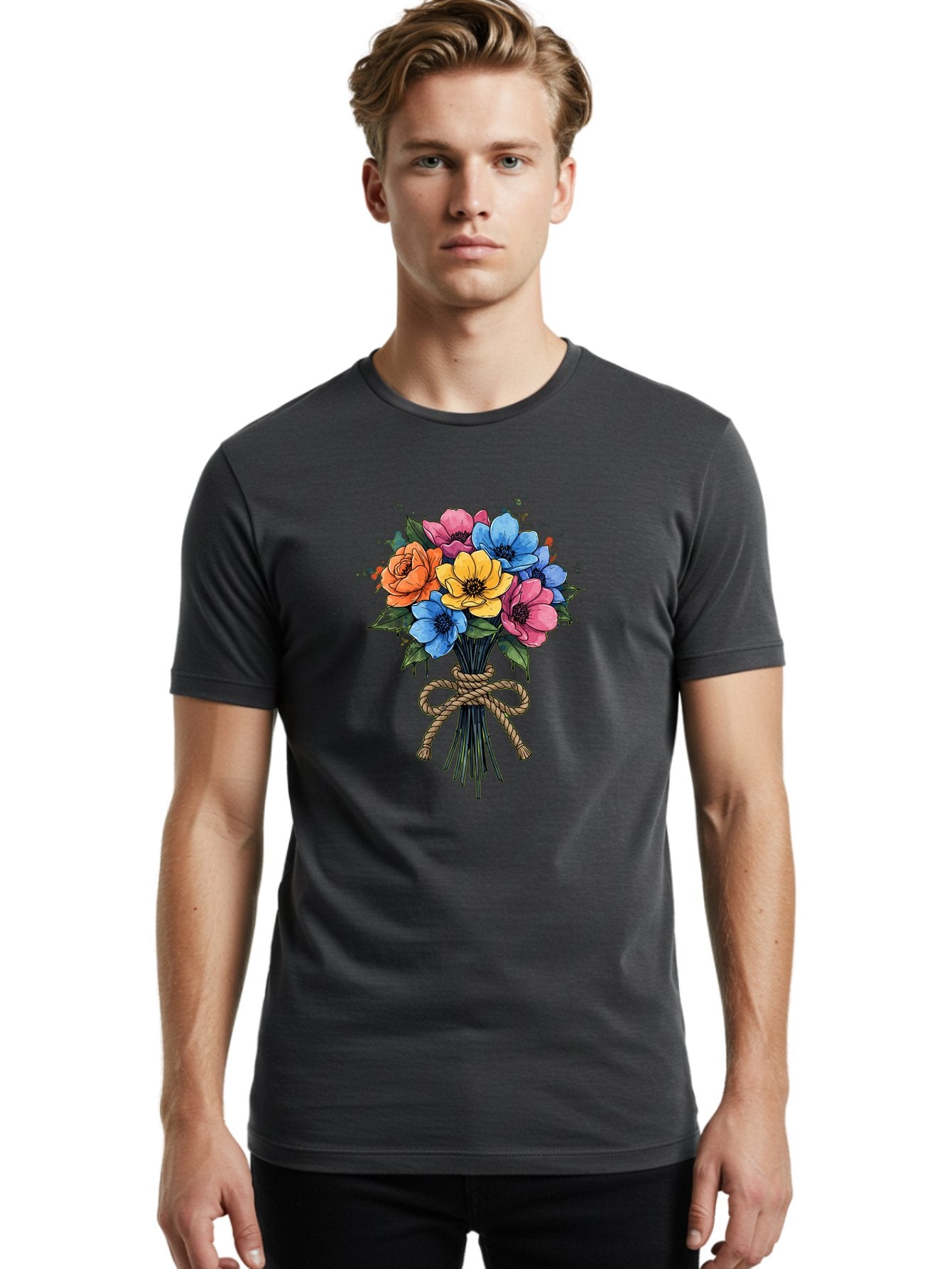 Floral-Bouquet Men'S Graphic Tee, 100% Cotton, Comfortable Casual Summer Wear, Machine Washable, Vintage Camera, Old Camera, Antique Camera, Black Camera, Classic Photography, Photography Equipment, Nostalgic Device, Film Camera, Camera Art Baf083 23
