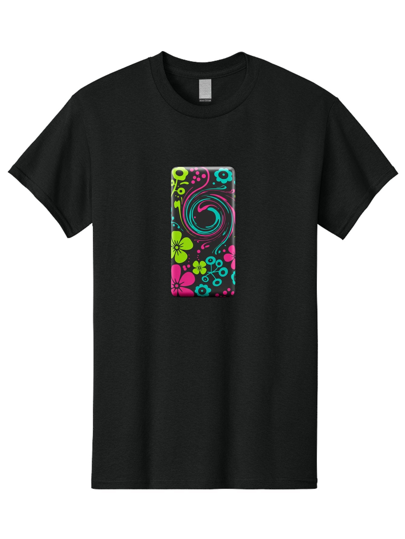 Floral-Swirl-Phone-Case Men'S Graphic Tee, 100% Cotton, Comfortable Casual Summer Wear, Machine Washable, Vintage Camera, Old Camera, Antique Camera, Black Camera, Classic Photography, Photography Equipment, Nostalgic Device, Film Camera, Baf085 14