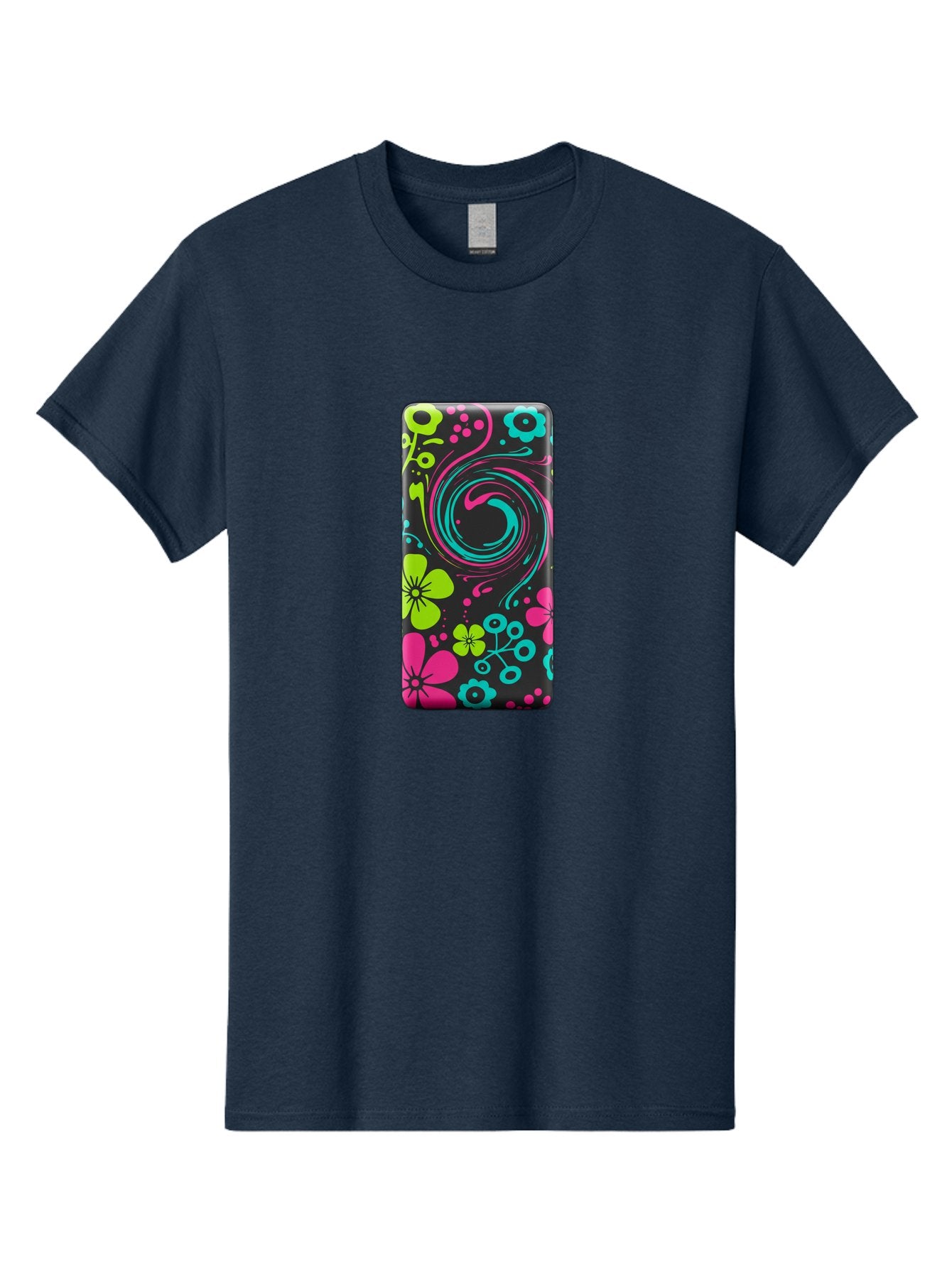 Floral-Swirl-Phone-Case Men'S Graphic Tee, 100% Cotton, Comfortable Casual Summer Wear, Machine Washable, Vintage Camera, Old Camera, Antique Camera, Black Camera, Classic Photography, Photography Equipment, Nostalgic Device, Film Camera, Baf085 15
