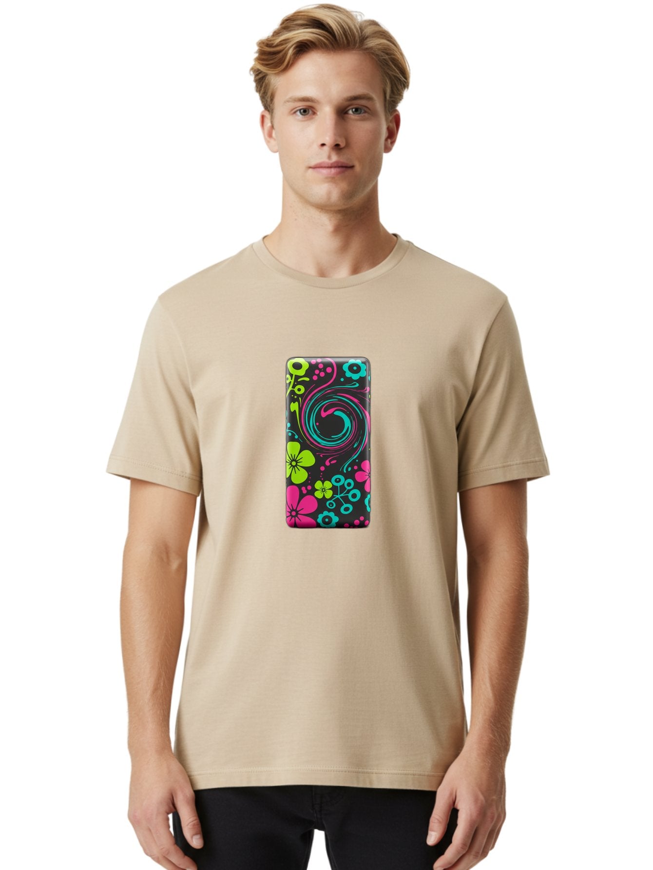 Floral-Swirl-Phone-Case Men'S Graphic Tee, 100% Cotton, Comfortable Casual Summer Wear, Machine Washable, Vintage Camera, Old Camera, Antique Camera, Black Camera, Classic Photography, Photography Equipment, Nostalgic Device, Film Camera, Baf085 26