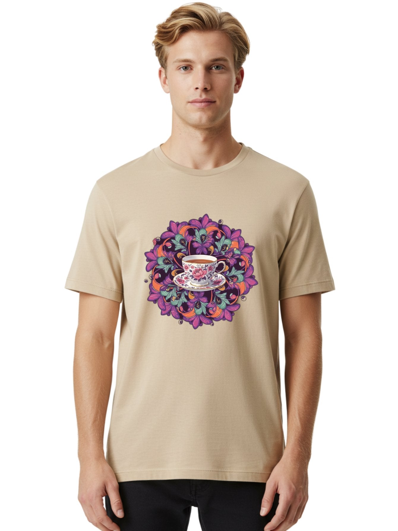Floral-Tea-Cup Men'S Graphic Tee, 100% Cotton, Comfortable Casual Summer Wear, Machine Washable, Vintage Camera, Old Camera, Antique Camera, Black Camera, Classic Photography, Photography Equipment, Nostalgic Device, Film Camera, Camera Art Baf086 16