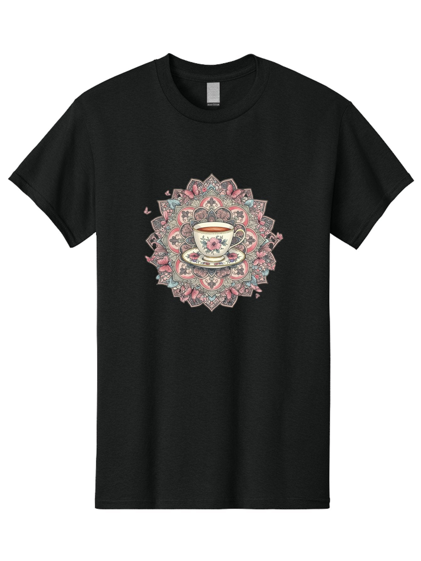Floral-Teacup-Mandala Men'S Graphic Tee, 100% Cotton, Comfortable Casual Summer Wear, Machine Washable, Vintage Camera, Old Camera, Antique Camera, Black Camera, Classic Photography, Photography Equipment, Nostalgic Device, Film Camera, Baf087 4