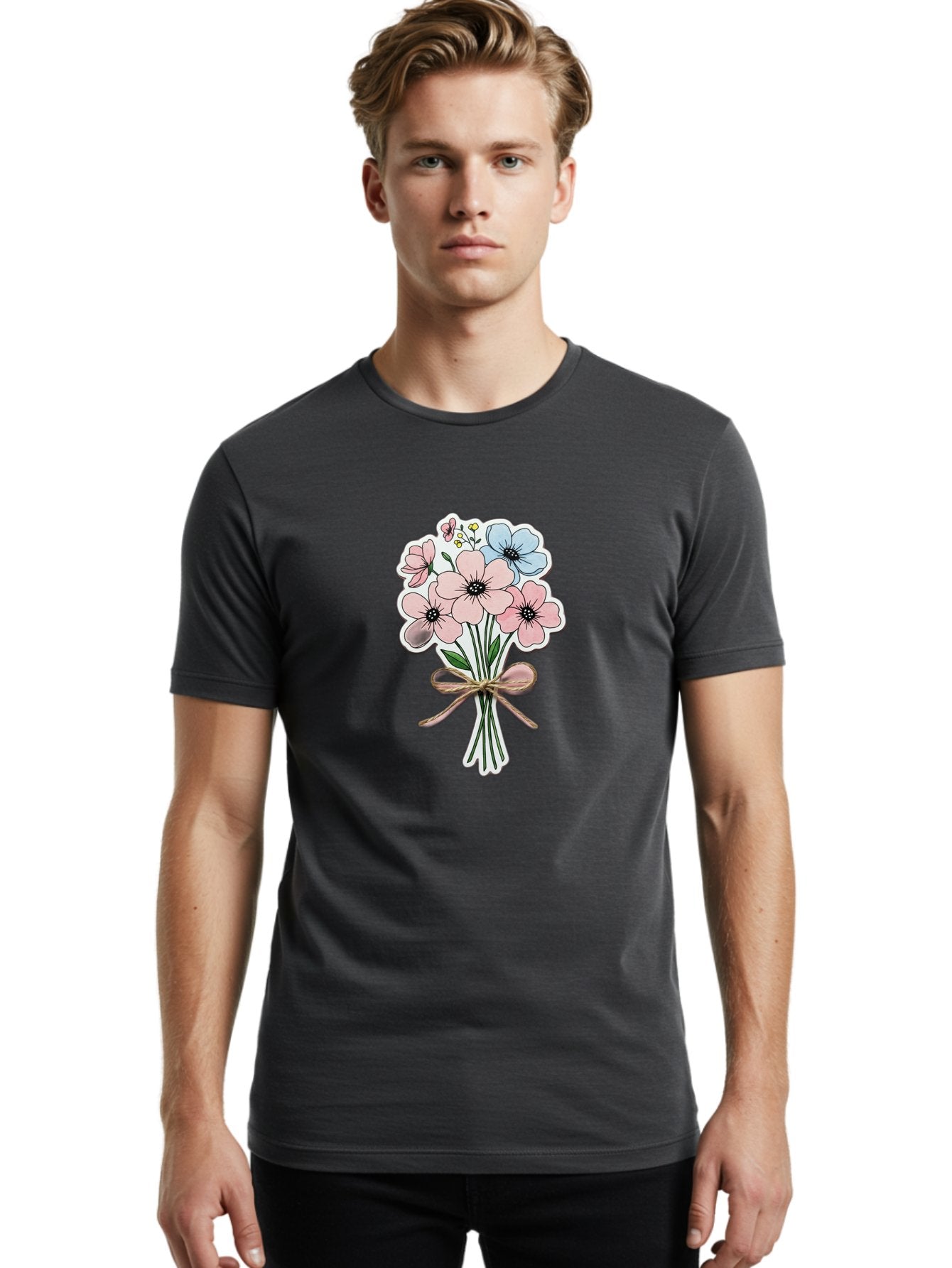 Flower-Bouquet-1 Men'S Graphic Tee, 100% Cotton, Comfortable Casual Summer Wear, Machine Washable, Vintage Camera, Old Camera, Antique Camera, Black Camera, Classic Photography, Photography Equipment, Nostalgic Device, Film Camera, Camera Art Baf088 22