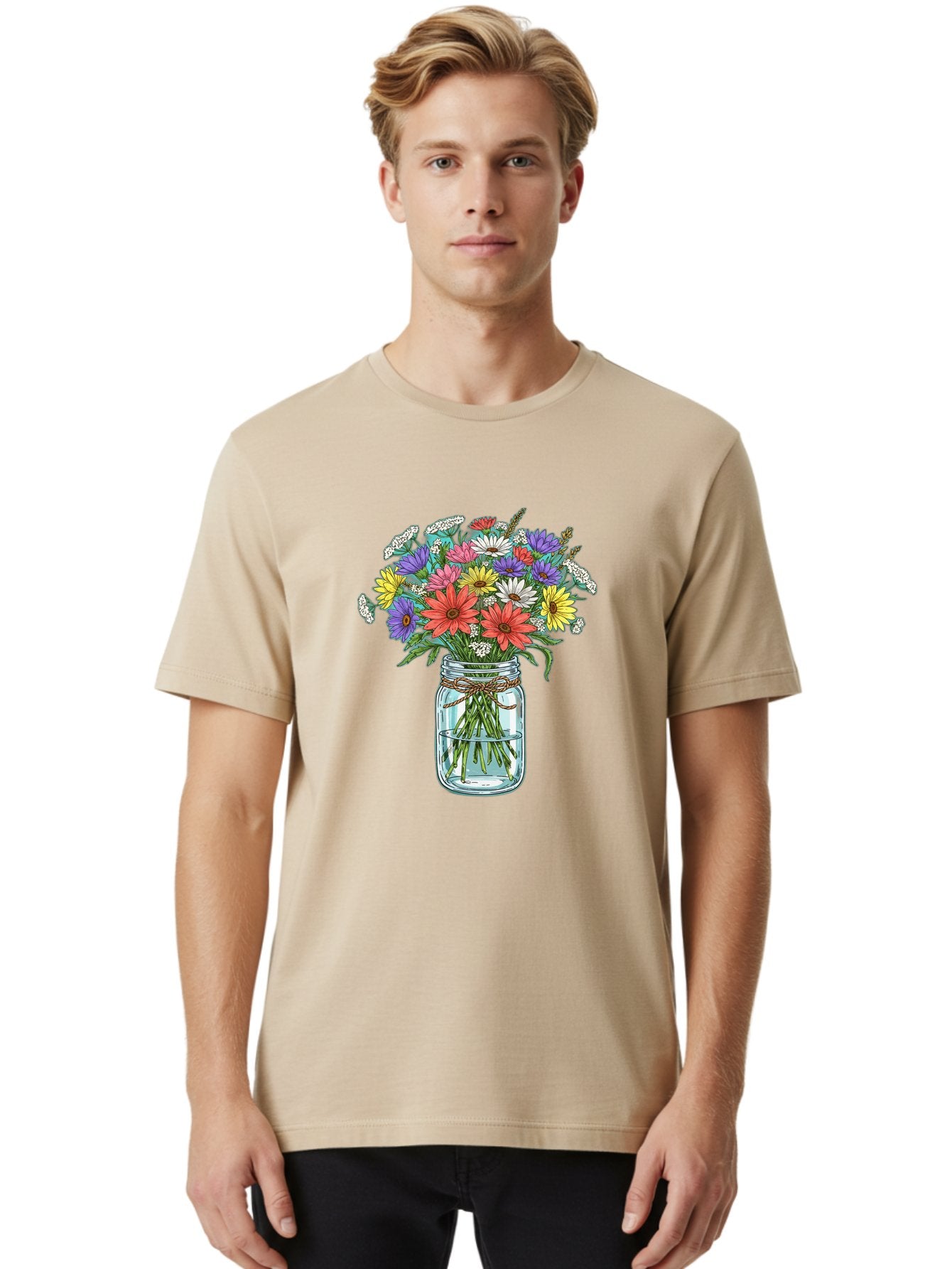 Flowers-In-Mason-Jar Men'S Graphic Tee, 100% Cotton, Comfortable Casual Summer Wear, Machine Washable, Vintage Camera, Old Camera, Antique Camera, Black Camera, Classic Photography, Photography Equipment, Nostalgic Device, Film Camera, Baf090 29