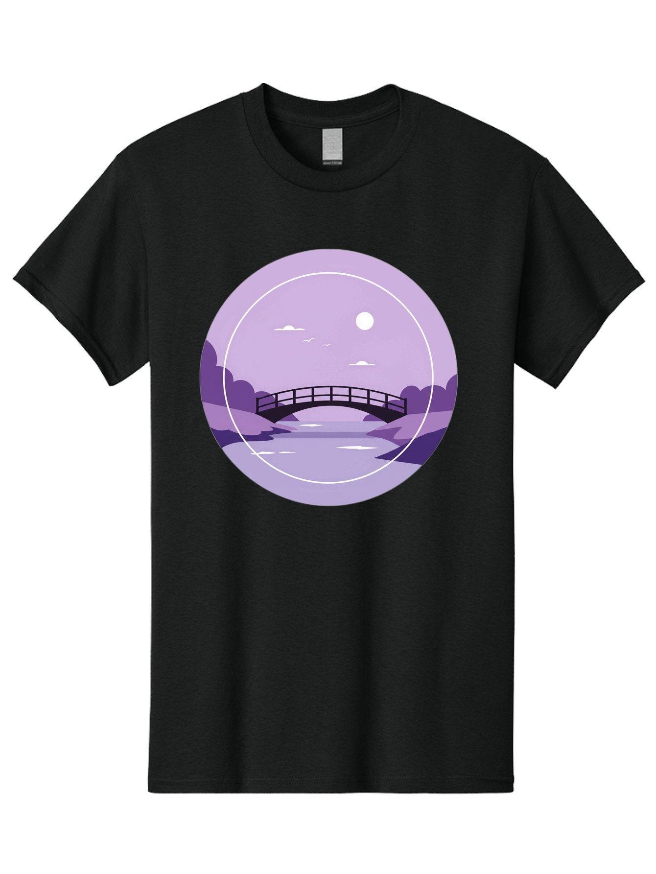 Footbridge-Under-Moonlight Men'S Graphic Tee, 100% Cotton, Comfortable Casual Summer Wear, Machine Washable, Vintage Camera, Old Camera, Antique Camera, Black Camera, Classic Photography, Photography Equipment, Nostalgic Device, Film Camera, Baf095 4