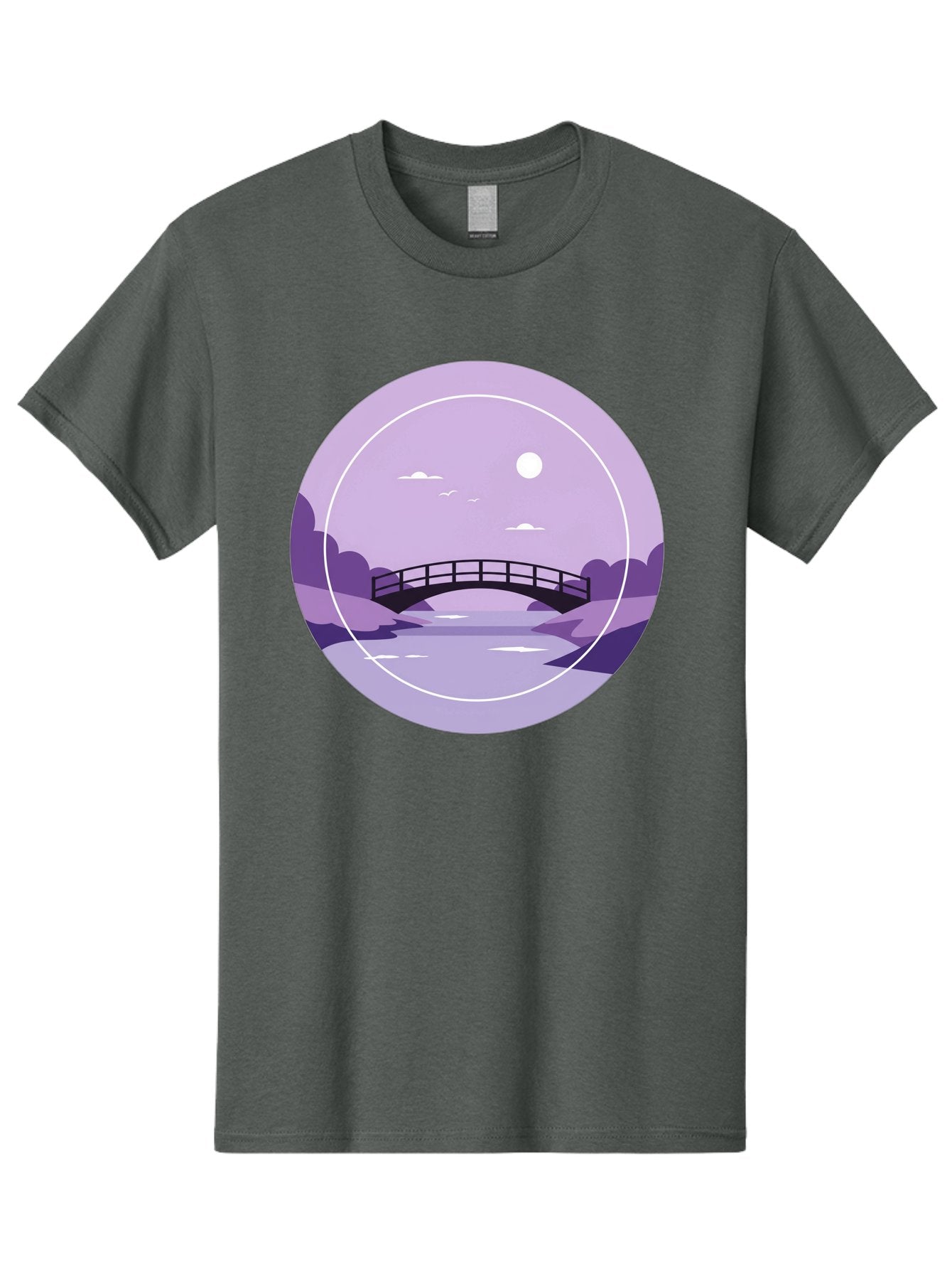 Footbridge-Under-Moonlight Men'S Graphic Tee, 100% Cotton, Comfortable Casual Summer Wear, Machine Washable, Vintage Camera, Old Camera, Antique Camera, Black Camera, Classic Photography, Photography Equipment, Nostalgic Device, Film Camera, Baf095