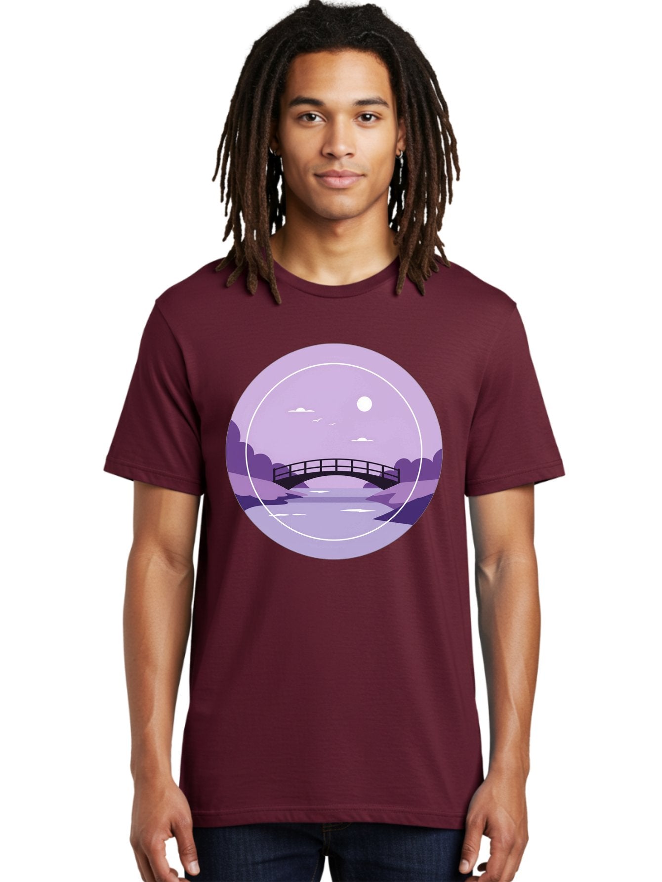 Footbridge-Under-Moonlight Men'S Graphic Tee, 100% Cotton, Comfortable Casual Summer Wear, Machine Washable, Vintage Camera, Old Camera, Antique Camera, Black Camera, Classic Photography, Photography Equipment, Nostalgic Device, Film Camera, Baf095 16