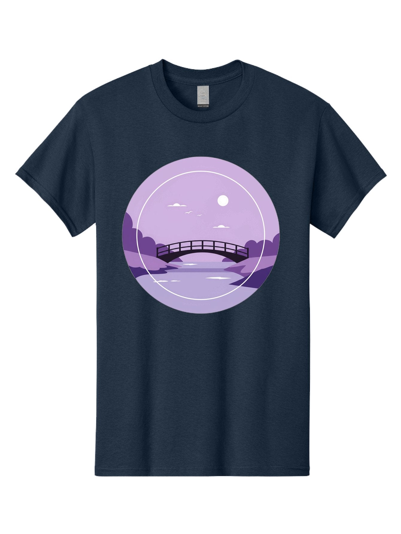 Footbridge-Under-Moonlight Men'S Graphic Tee, 100% Cotton, Comfortable Casual Summer Wear, Machine Washable, Vintage Camera, Old Camera, Antique Camera, Black Camera, Classic Photography, Photography Equipment, Nostalgic Device, Film Camera, Baf095