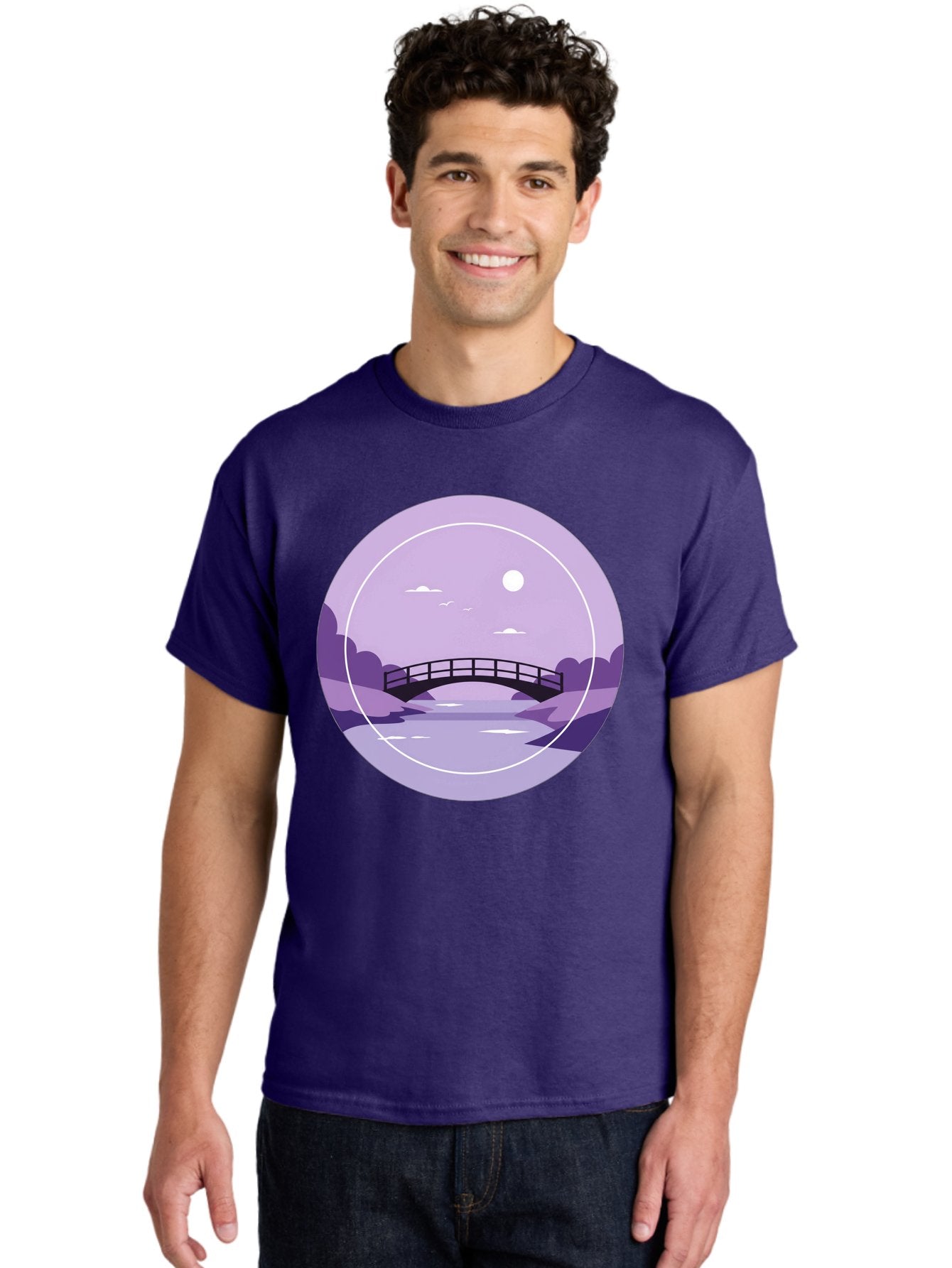 Footbridge-Under-Moonlight Men'S Graphic Tee, 100% Cotton, Comfortable Casual Summer Wear, Machine Washable, Vintage Camera, Old Camera, Antique Camera, Black Camera, Classic Photography, Photography Equipment, Nostalgic Device, Film Camera, Baf095 26