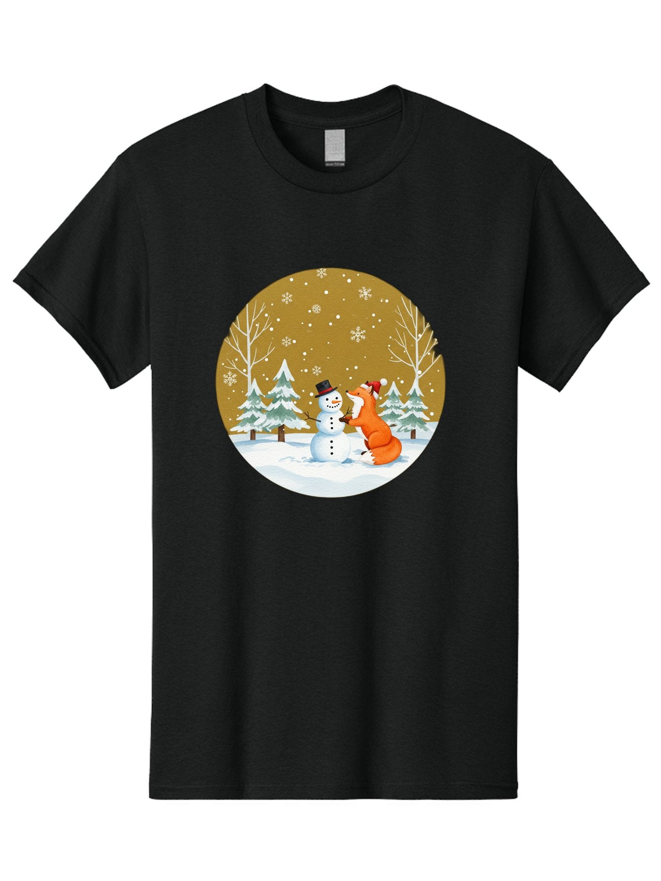 Fox-And-Snowman-Winter-Scene Men'S Graphic Tee, 100% Cotton, Comfortable Casual Summer Wear, Machine Washable, Vintage Camera, Old Camera, Antique Camera, Black Camera, Classic Photography, Photography Equipment, Nostalgic Device, Film Camera, Baf106