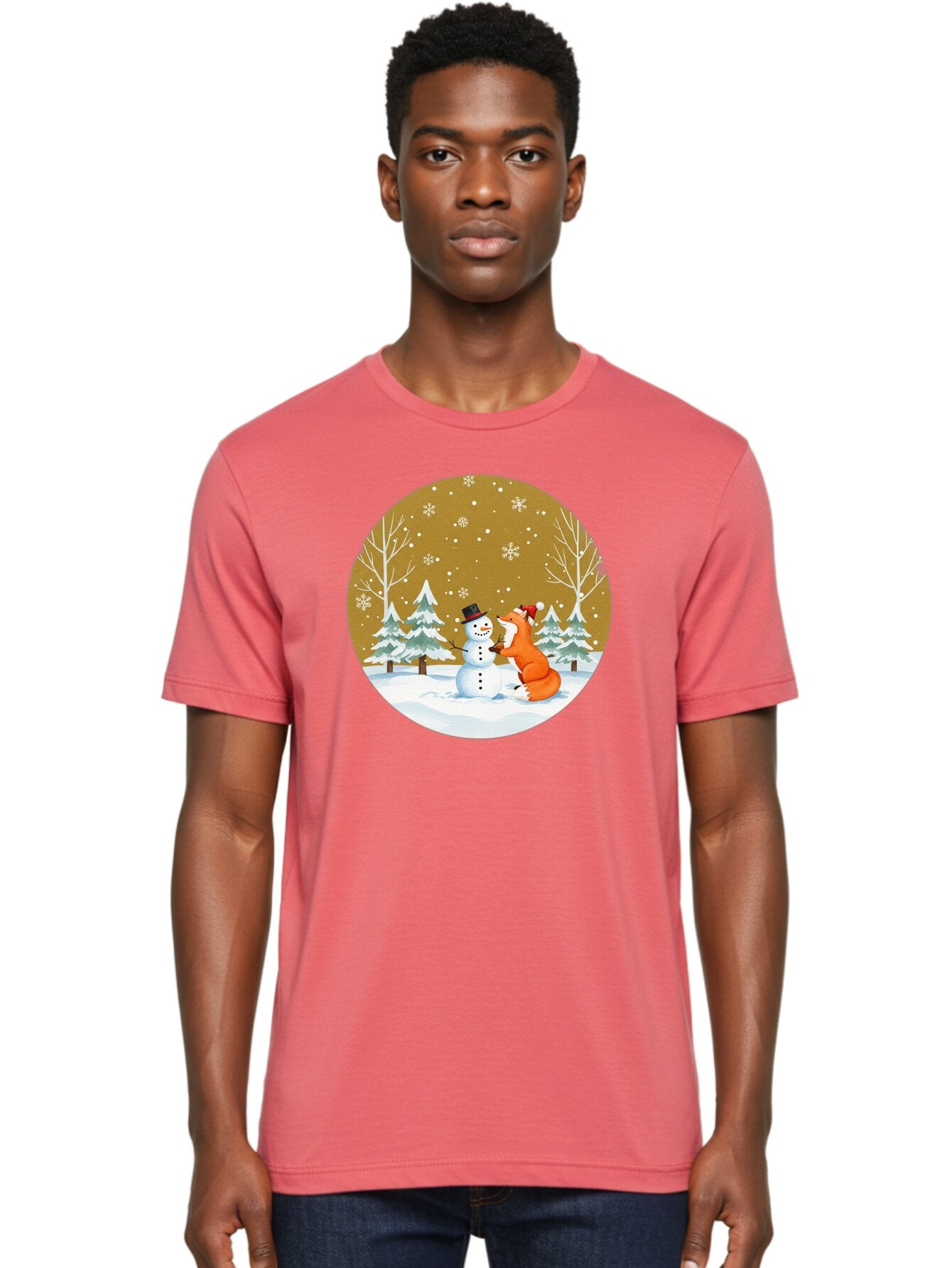 Fox-And-Snowman-Winter-Scene Men'S Graphic Tee, 100% Cotton, Comfortable Casual Summer Wear, Machine Washable, Vintage Camera, Old Camera, Antique Camera, Black Camera, Classic Photography, Photography Equipment, Nostalgic Device, Film Camera, Baf106 26