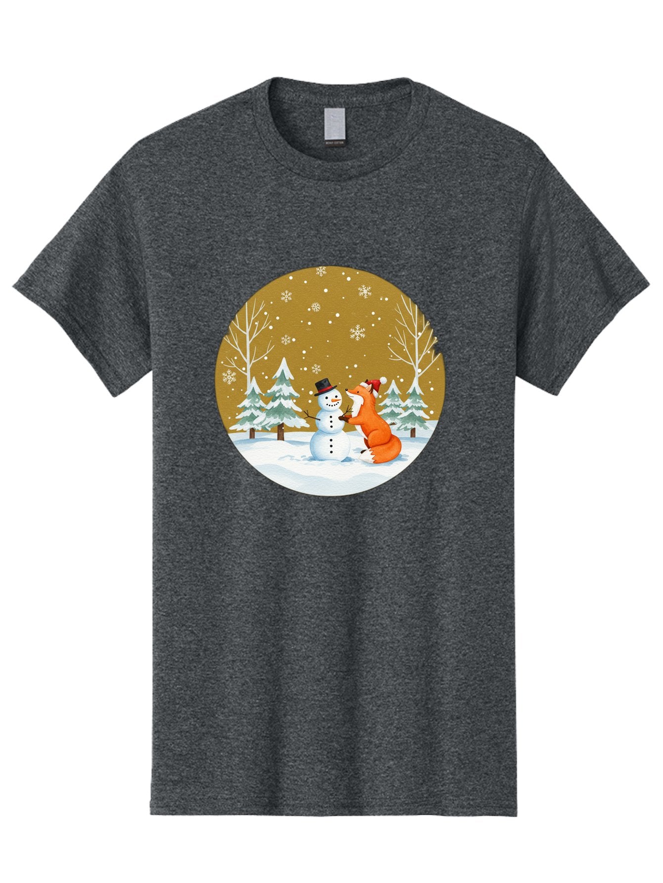 Fox-And-Snowman-Winter-Scene Men'S Graphic Tee, 100% Cotton, Comfortable Casual Summer Wear, Machine Washable, Vintage Camera, Old Camera, Antique Camera, Black Camera, Classic Photography, Photography Equipment, Nostalgic Device, Film Camera, Baf106 11