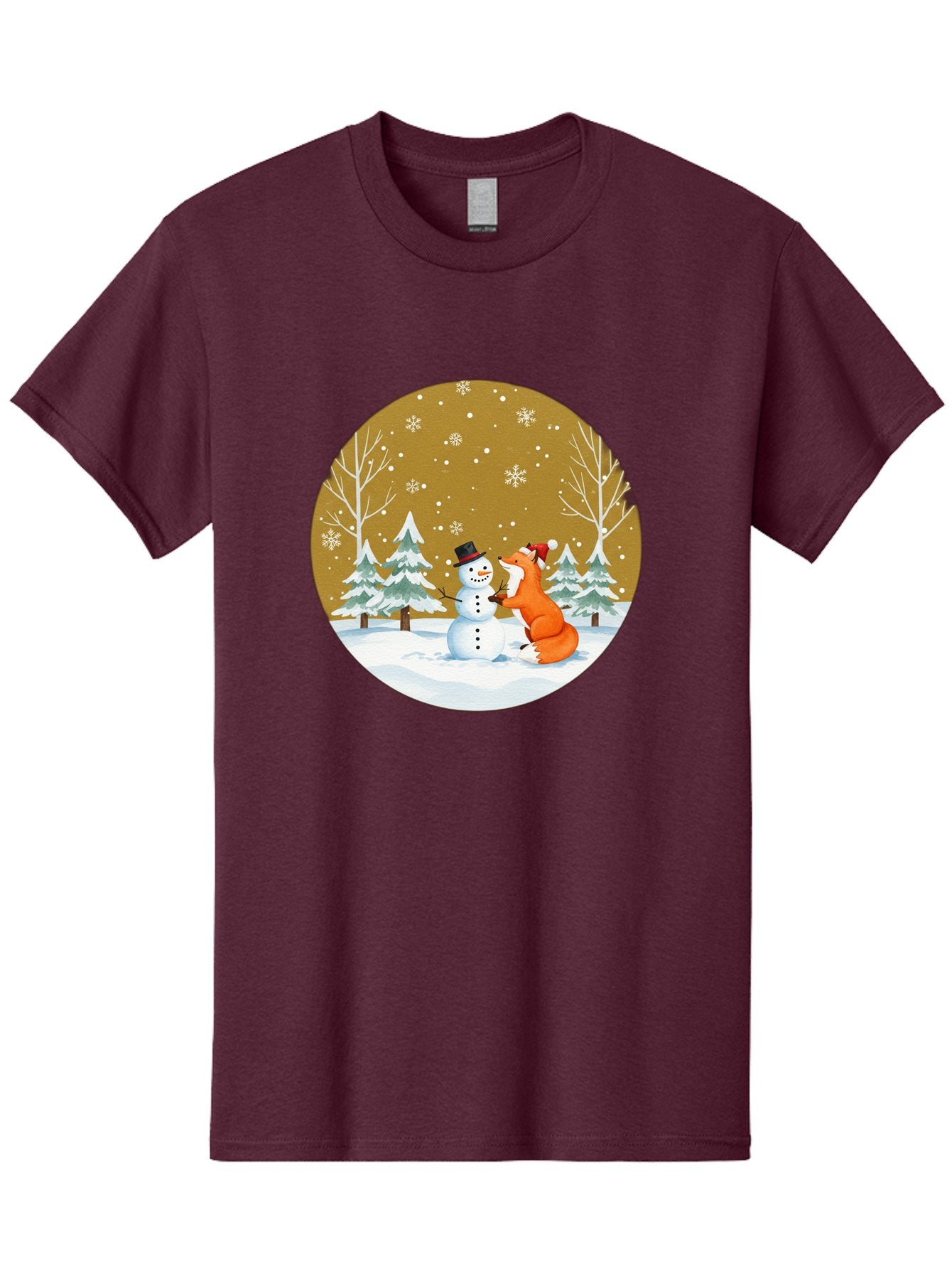 Fox-And-Snowman-Winter-Scene Men'S Graphic Tee, 100% Cotton, Comfortable Casual Summer Wear, Machine Washable, Vintage Camera, Old Camera, Antique Camera, Black Camera, Classic Photography, Photography Equipment, Nostalgic Device, Film Camera, Baf106