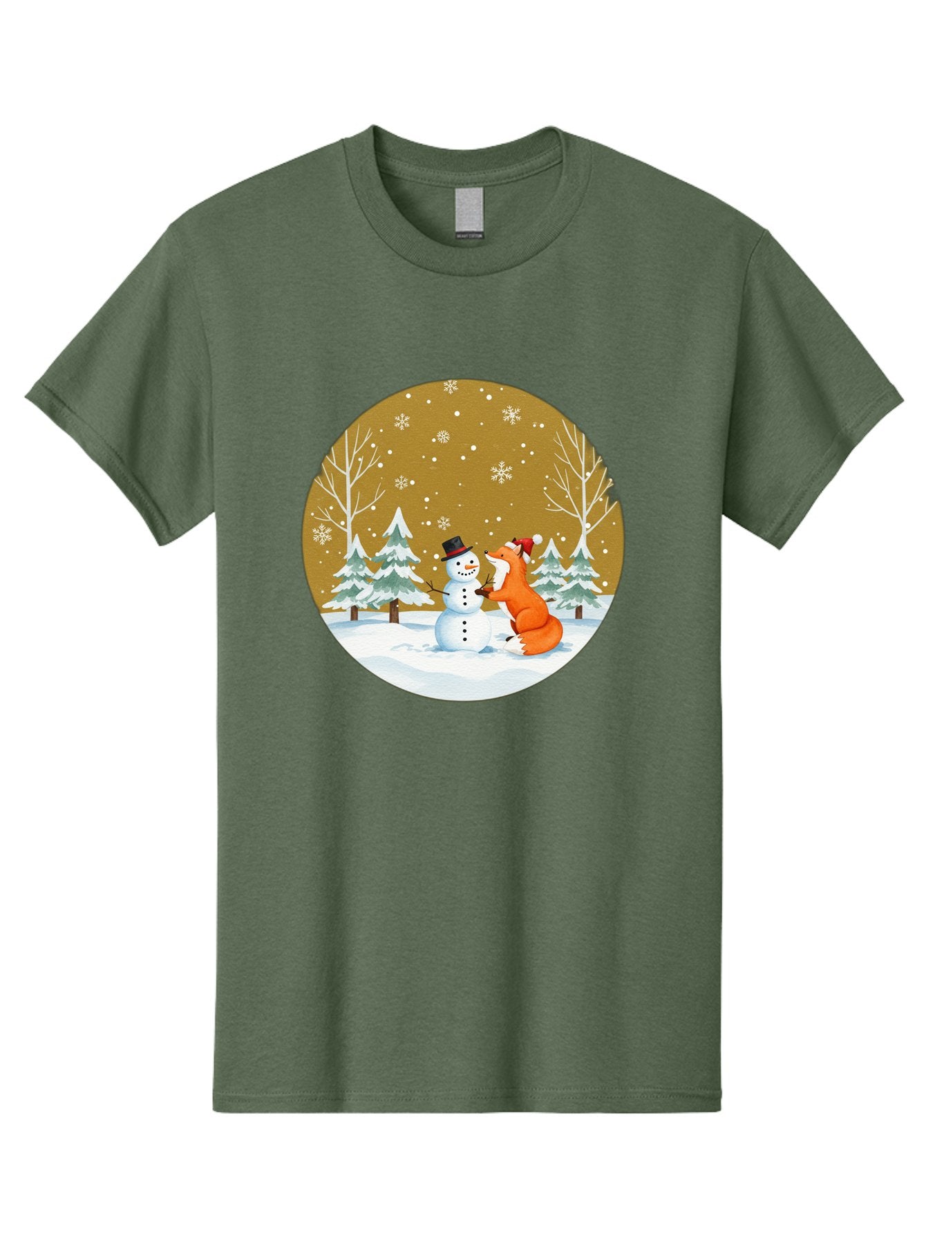 Fox-And-Snowman-Winter-Scene Men'S Graphic Tee, 100% Cotton, Comfortable Casual Summer Wear, Machine Washable, Vintage Camera, Old Camera, Antique Camera, Black Camera, Classic Photography, Photography Equipment, Nostalgic Device, Film Camera, Baf106 6