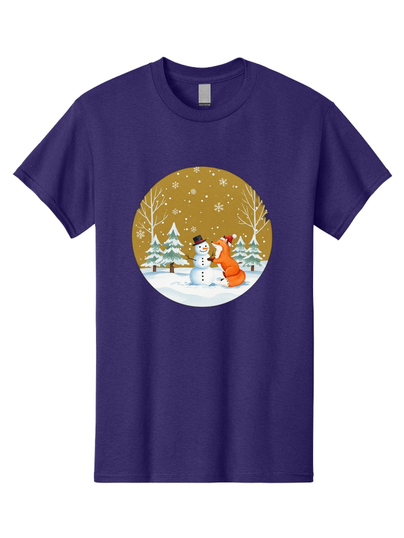 Fox-And-Snowman-Winter-Scene Men'S Graphic Tee, 100% Cotton, Comfortable Casual Summer Wear, Machine Washable, Vintage Camera, Old Camera, Antique Camera, Black Camera, Classic Photography, Photography Equipment, Nostalgic Device, Film Camera, Baf106 5