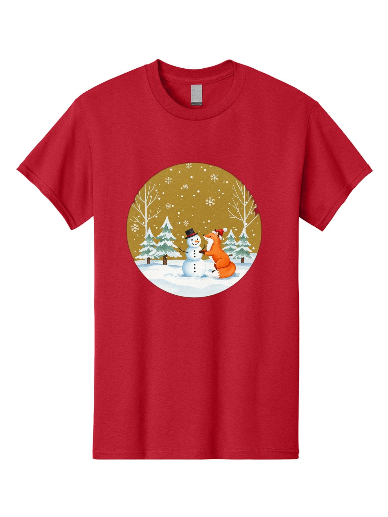 Fox-And-Snowman-Winter-Scene Men'S Graphic Tee, 100% Cotton, Comfortable Casual Summer Wear, Machine Washable, Vintage Camera, Old Camera, Antique Camera, Black Camera, Classic Photography, Photography Equipment, Nostalgic Device, Film Camera, Baf106 15