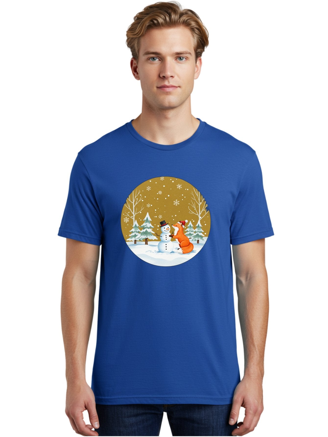Fox-And-Snowman-Winter-Scene Men'S Graphic Tee, 100% Cotton, Comfortable Casual Summer Wear, Machine Washable, Vintage Camera, Old Camera, Antique Camera, Black Camera, Classic Photography, Photography Equipment, Nostalgic Device, Film Camera, Baf106 16