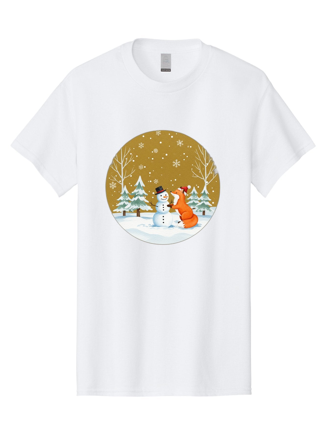 Fox-And-Snowman-Winter-Scene Men'S Graphic Tee, 100% Cotton, Comfortable Casual Summer Wear, Machine Washable, Vintage Camera, Old Camera, Antique Camera, Black Camera, Classic Photography, Photography Equipment, Nostalgic Device, Film Camera, Baf106 3