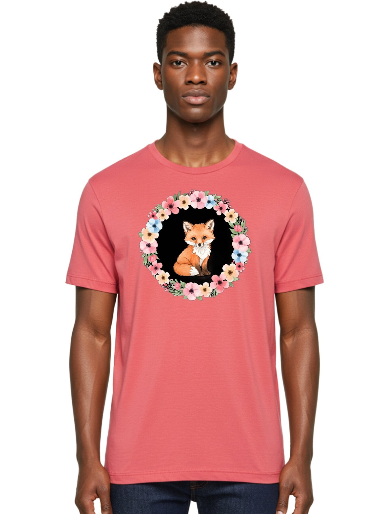 Fox-In-Floral-Wreath Men'S Graphic Tee, 100% Cotton, Comfortable Casual Summer Wear, Machine Washable, Vintage Camera, Old Camera, Antique Camera, Black Camera, Classic Photography, Photography Equipment, Nostalgic Device, Film Camera, Baf108 18