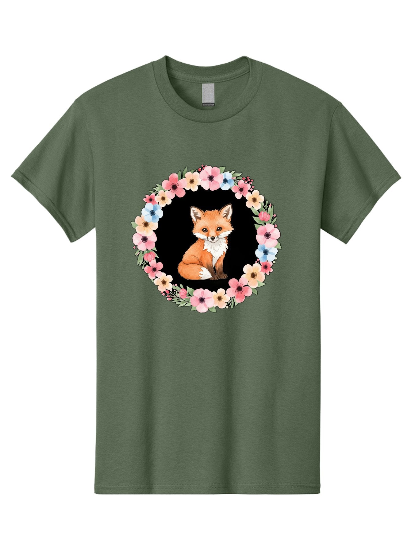 Fox-In-Floral-Wreath Men'S Graphic Tee, 100% Cotton, Comfortable Casual Summer Wear, Machine Washable, Vintage Camera, Old Camera, Antique Camera, Black Camera, Classic Photography, Photography Equipment, Nostalgic Device, Film Camera, Baf108