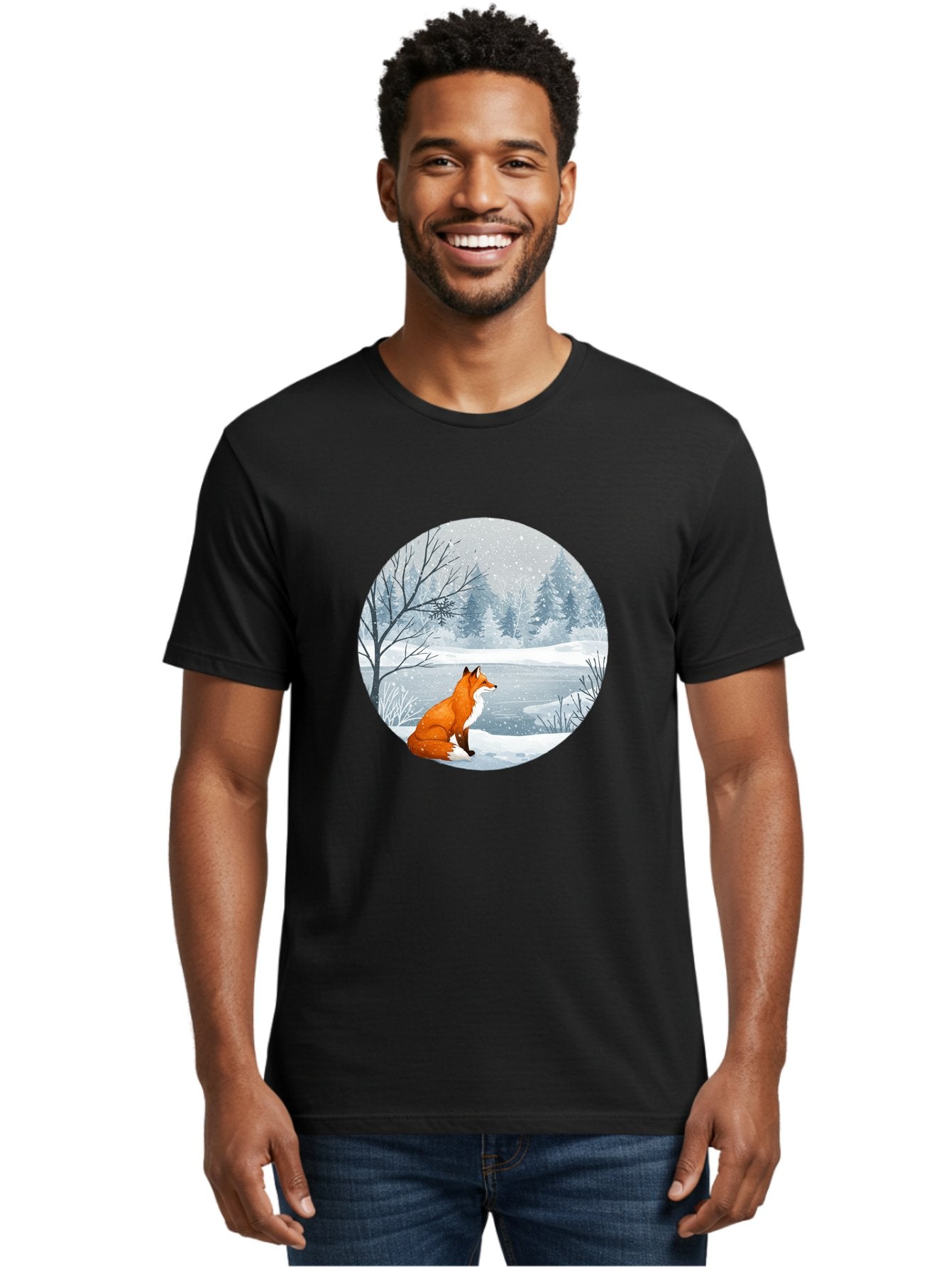 Fox-In-Winter-Landscape Men'S Graphic Tee, 100% Cotton, Comfortable Casual Summer Wear, Machine Washable, Vintage Camera, Old Camera, Antique Camera, Black Camera, Classic Photography, Photography Equipment, Nostalgic Device, Film Camera, Baf109 25