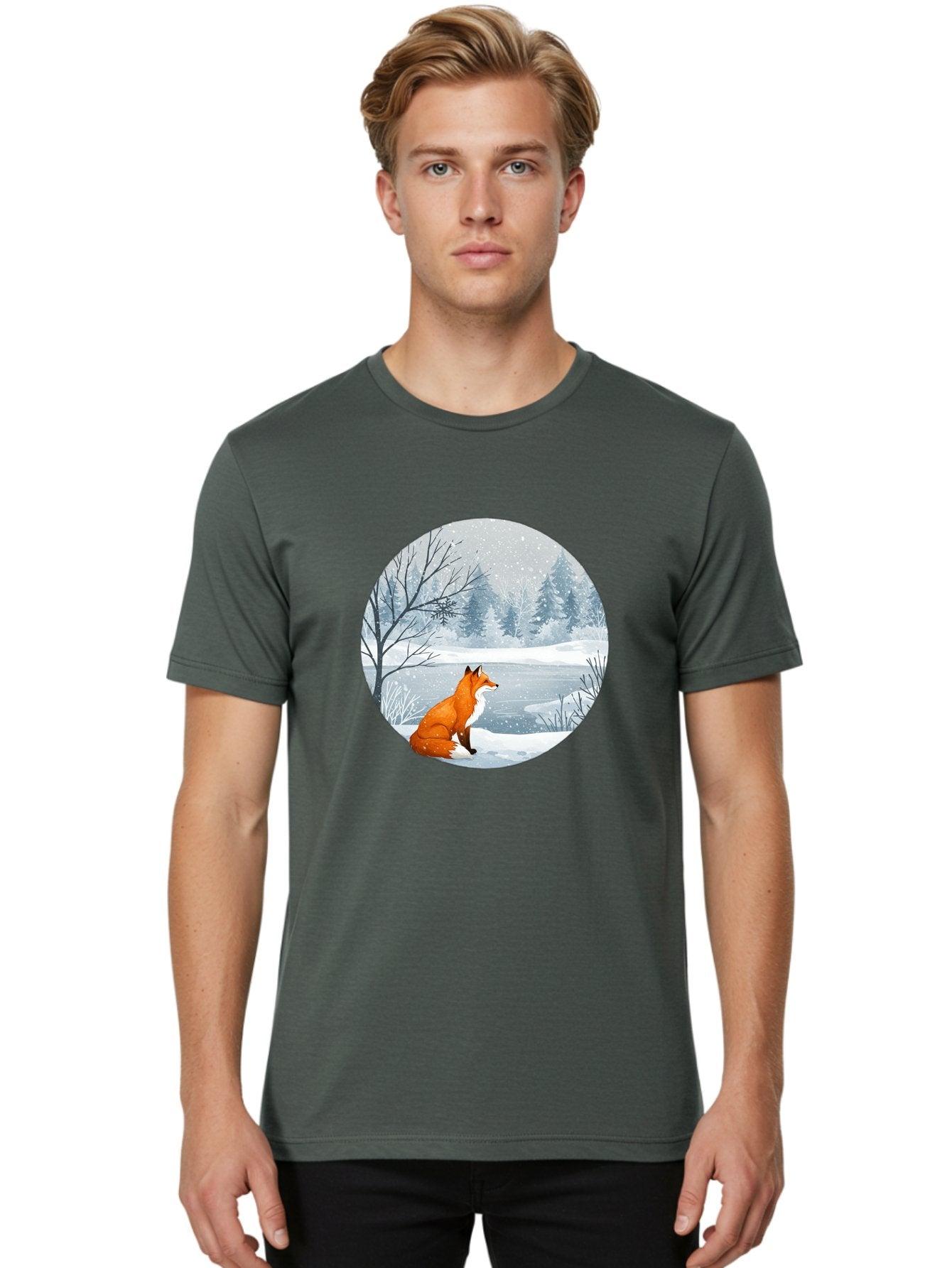 Fox-In-Winter-Landscape Men'S Graphic Tee, 100% Cotton, Comfortable Casual Summer Wear, Machine Washable, Vintage Camera, Old Camera, Antique Camera, Black Camera, Classic Photography, Photography Equipment, Nostalgic Device, Film Camera, Baf109 22