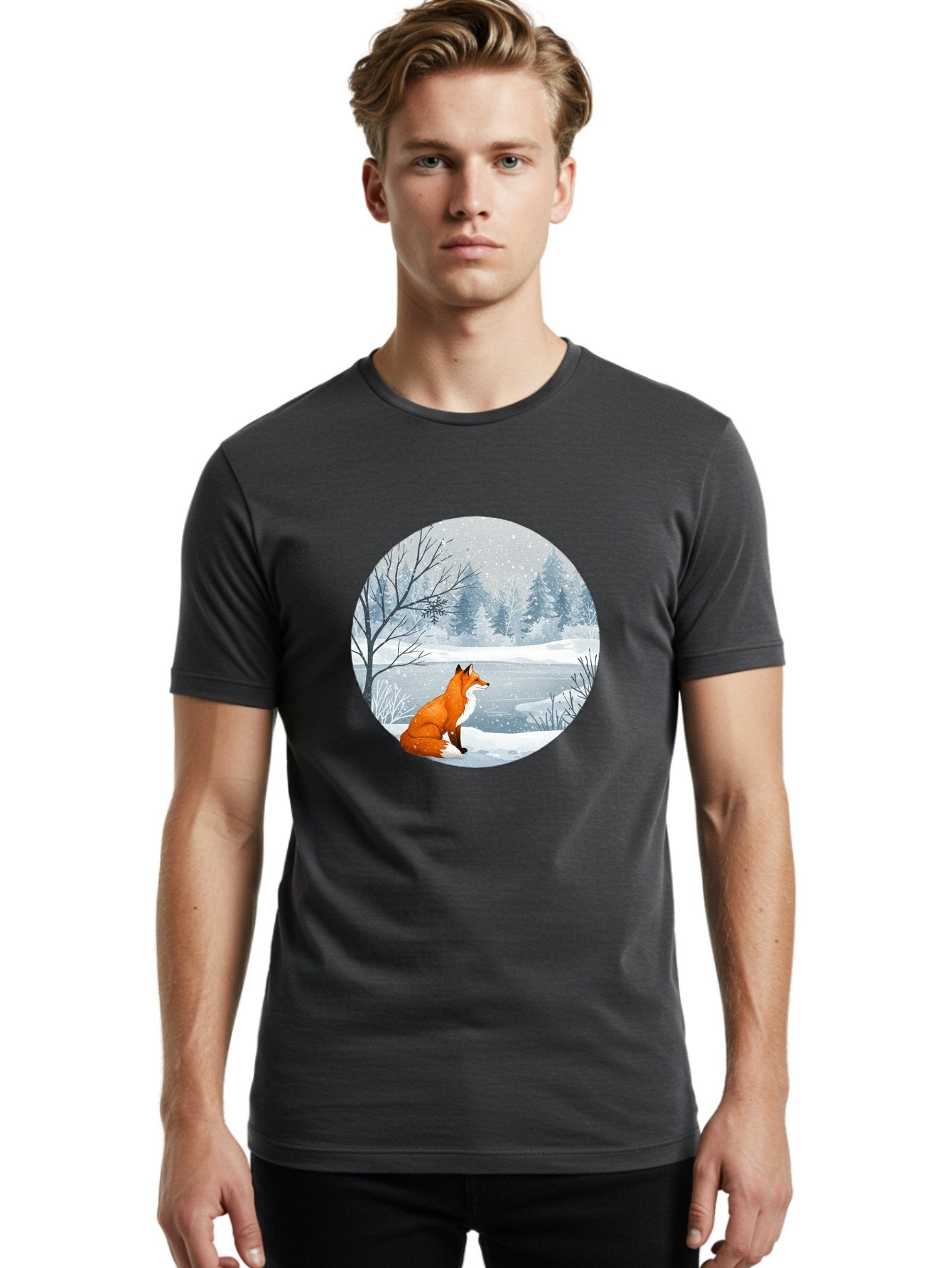 Fox-In-Winter-Landscape Men'S Graphic Tee, 100% Cotton, Comfortable Casual Summer Wear, Machine Washable, Vintage Camera, Old Camera, Antique Camera, Black Camera, Classic Photography, Photography Equipment, Nostalgic Device, Film Camera, Baf109 17
