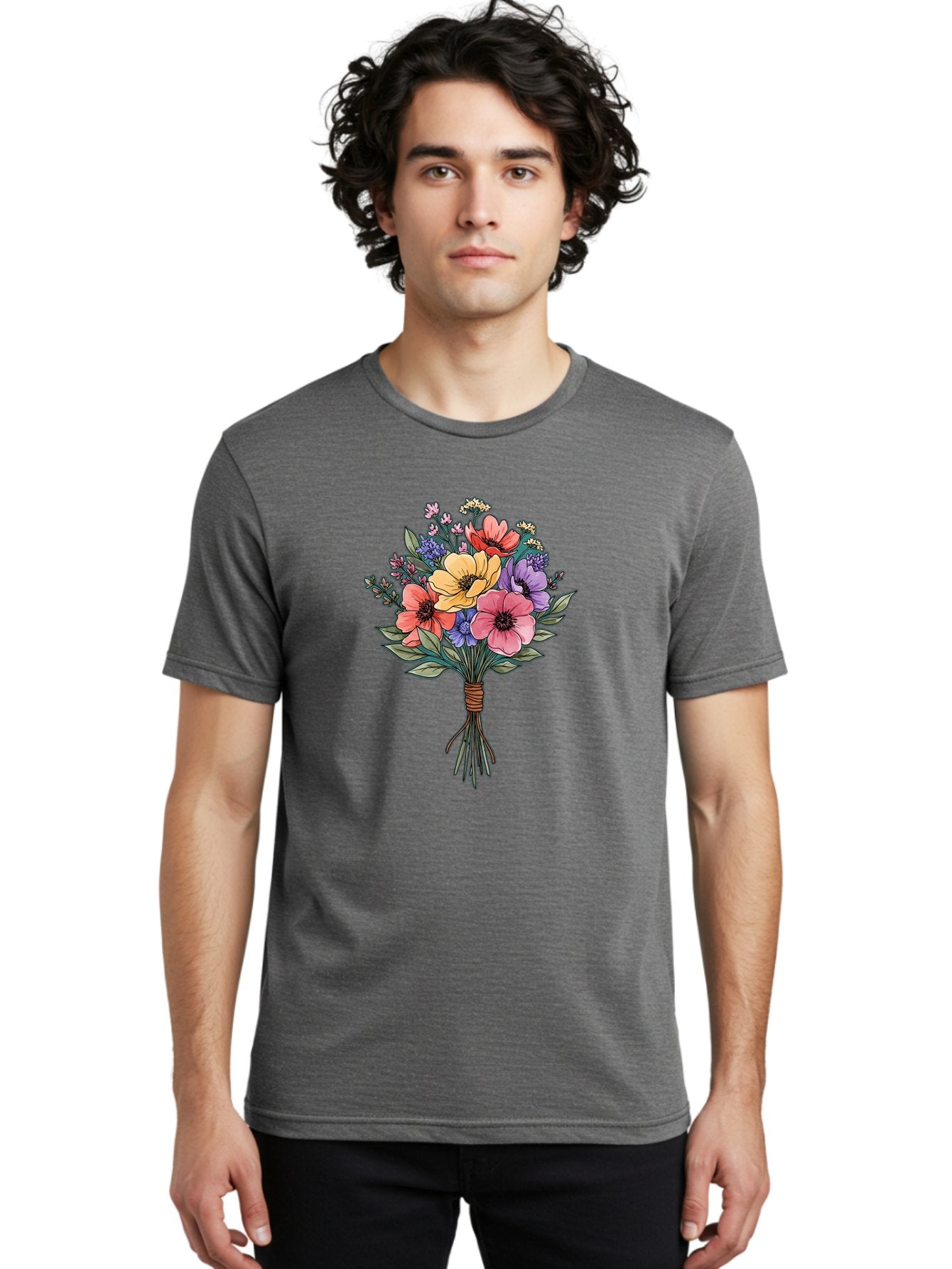Illustrated-Flower-Bouquet Men'S Graphic Tee, 100% Cotton, Comfortable Casual Summer Wear, Machine Washable, Vintage Camera, Old Camera, Antique Camera, Black Camera, Classic Photography, Photography Equipment, Nostalgic Device, Film Camera, Baf150 24