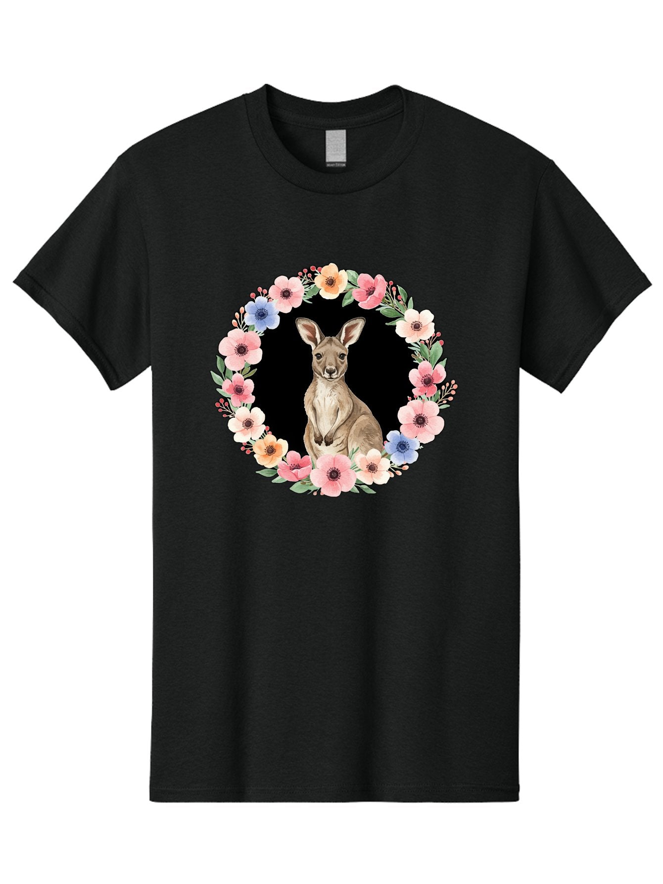 Kangaroo-In-Floral-Wreath Men'S Graphic Tee, 100% Cotton, Comfortable Casual Summer Wear, Machine Washable, Vintage Camera, Old Camera, Antique Camera, Black Camera, Classic Photography, Photography Equipment, Nostalgic Device, Film Camera, Baf157 3